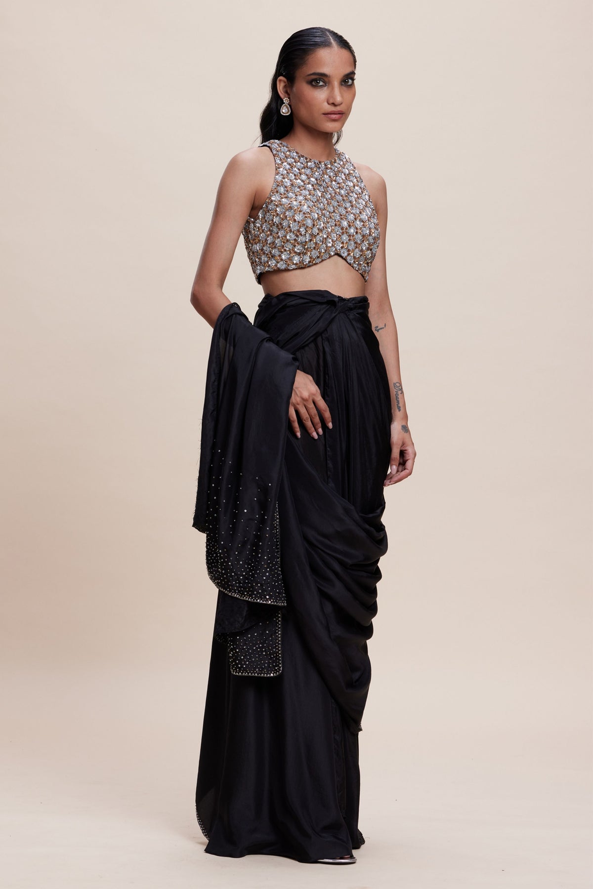 Black Embellished Saree