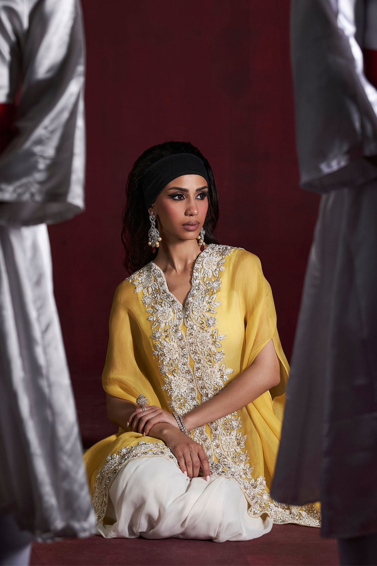 Yellow Ivory Sohar Cape Set