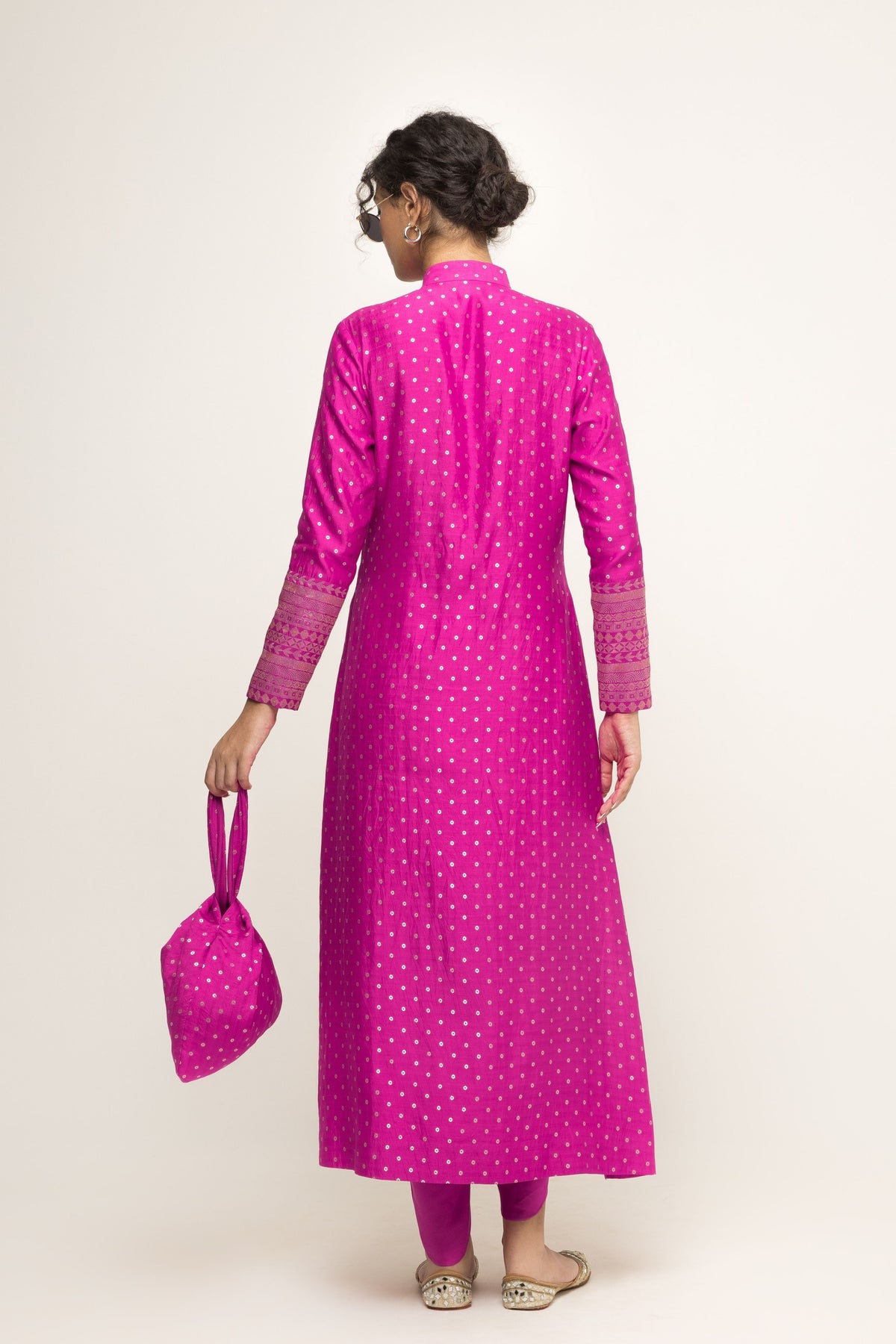 Rani Long Dotted Pink Kurta Set