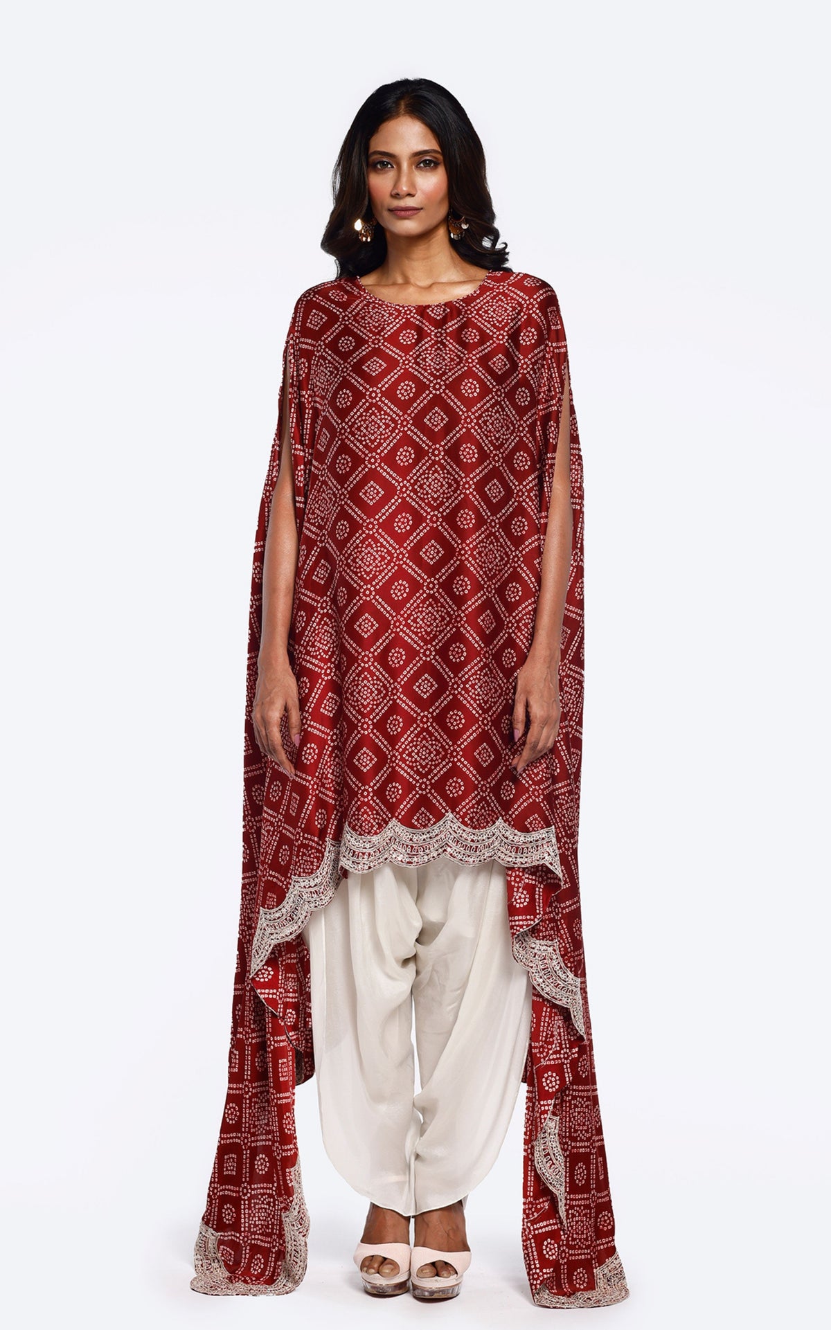 Bandhani Printed Satin Kaftan set