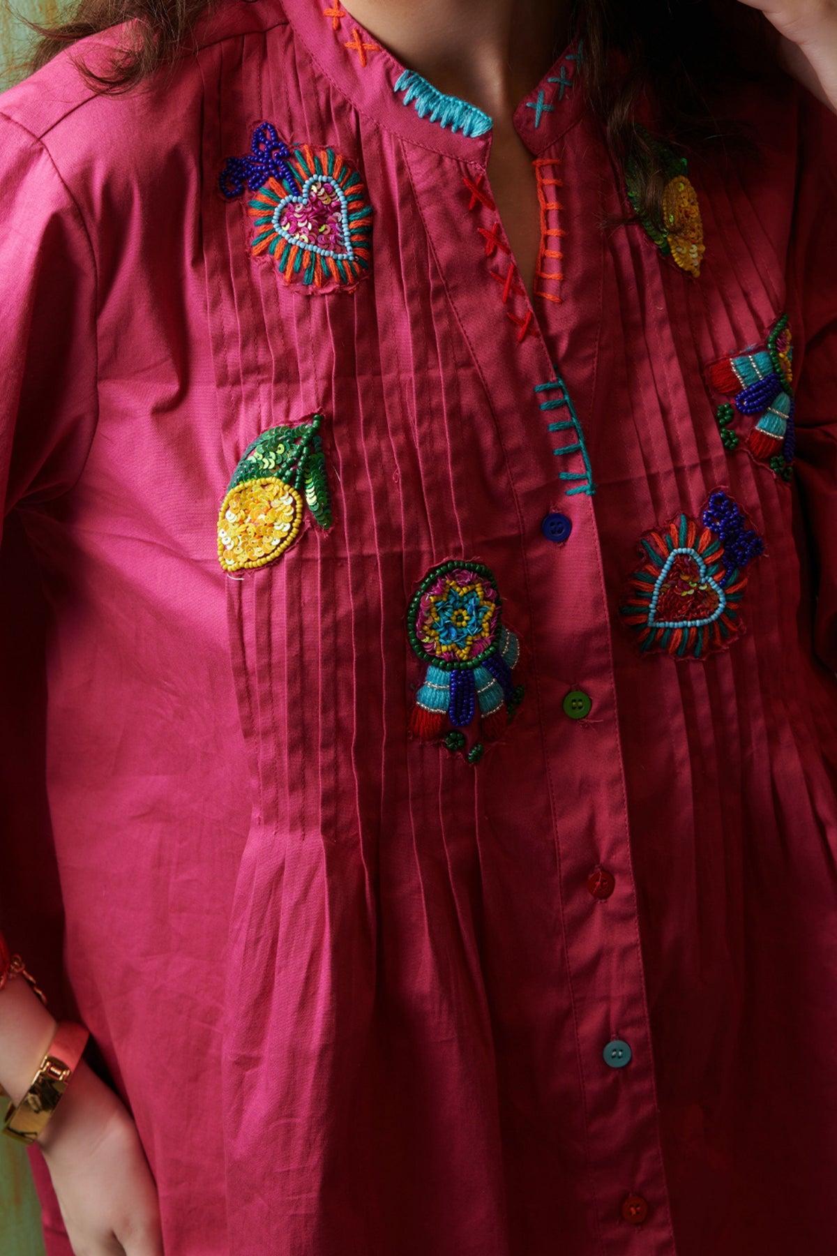 Fuschia Pink Shirt Mini Dress