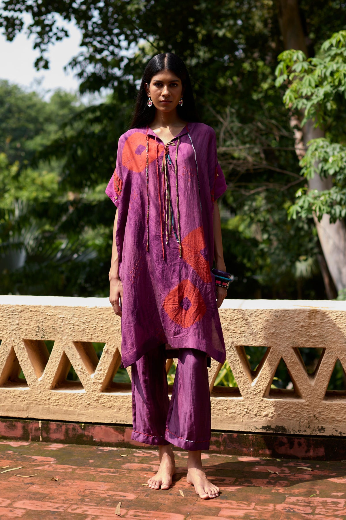 Purple Tie-dye Tunic Set