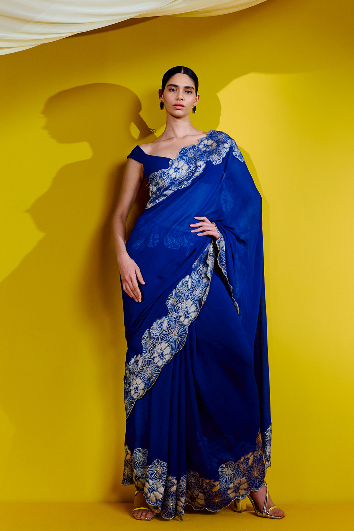 Handwoven Blue Georgette Saree