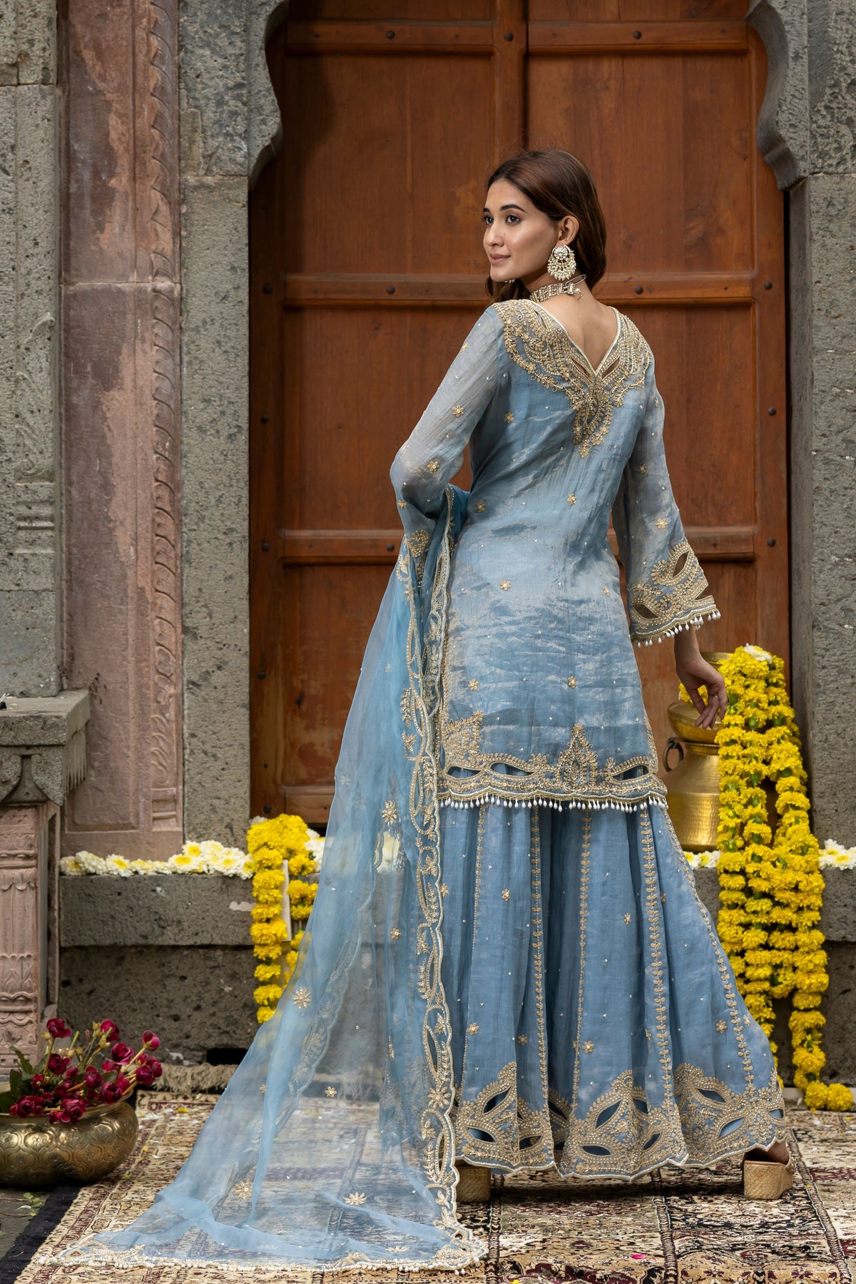 Blue Sharara Set