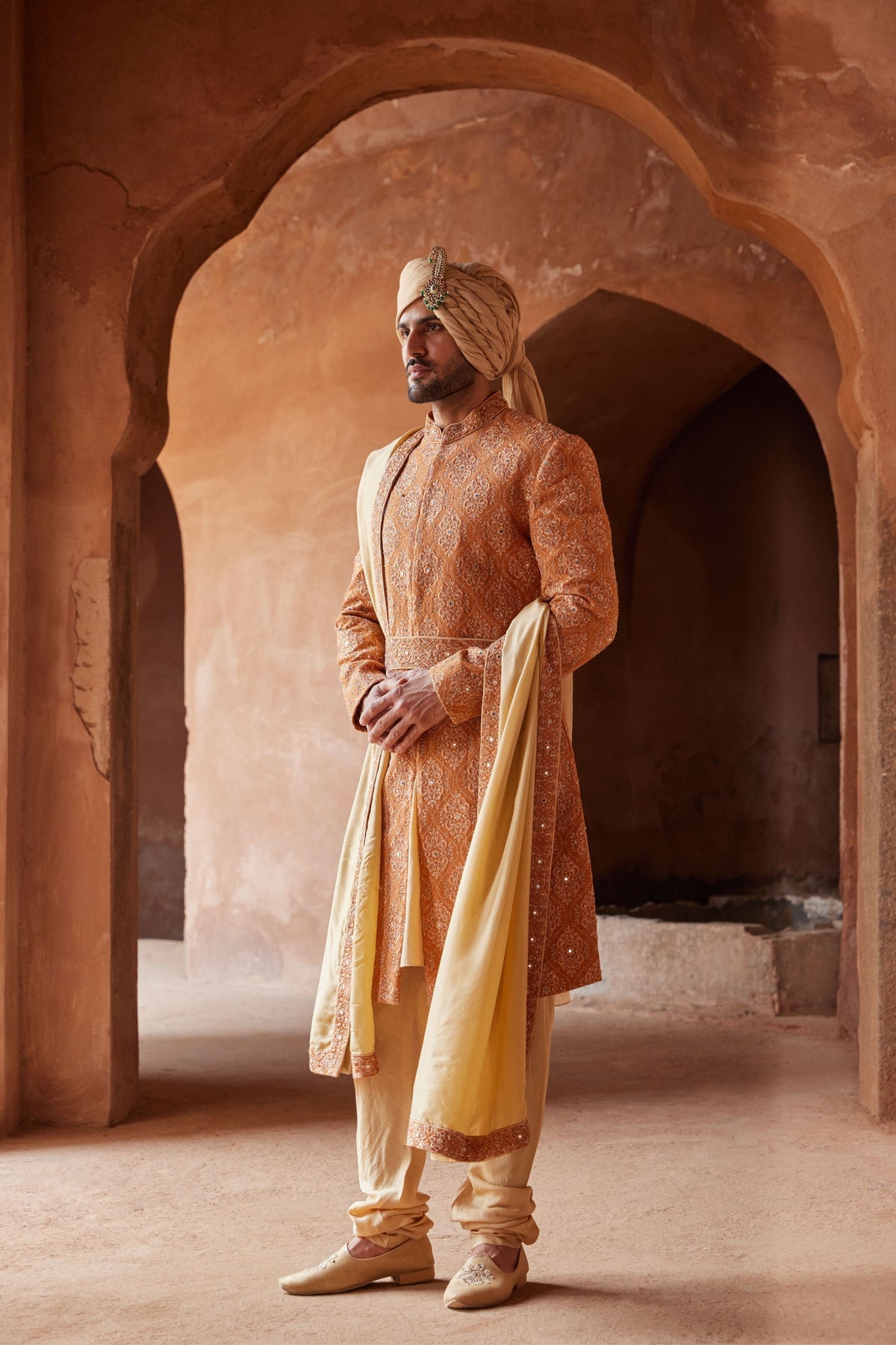 Rust Sherwani Set