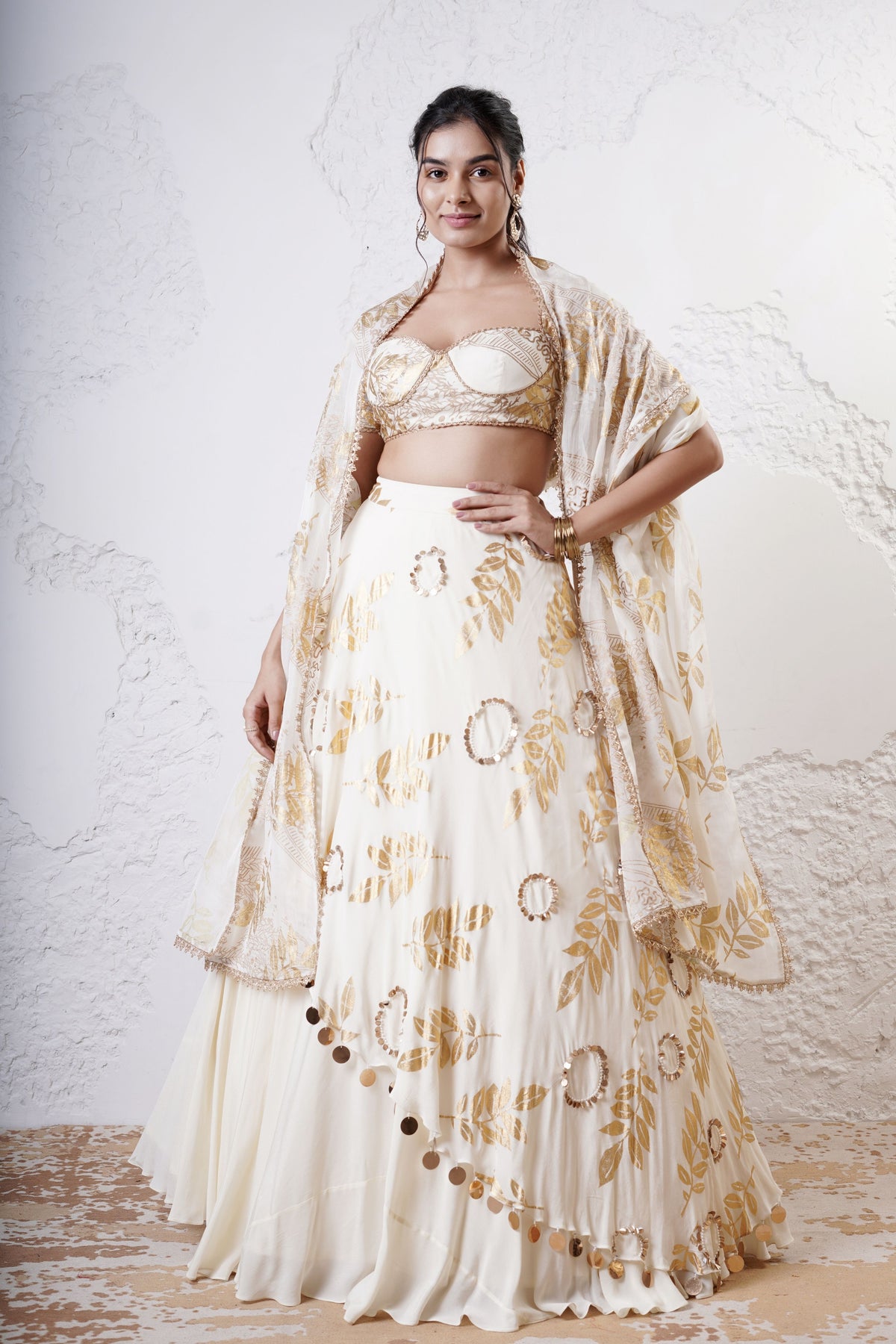 Ivory Leaf Lehenga Set