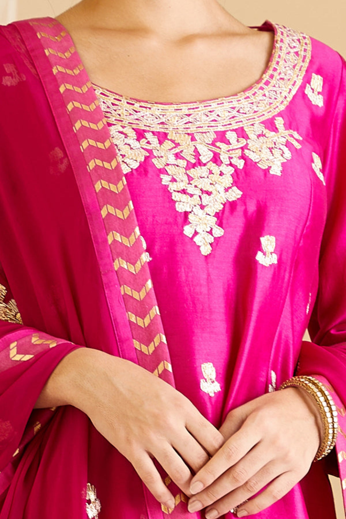 Magenta pink kurta skirt set