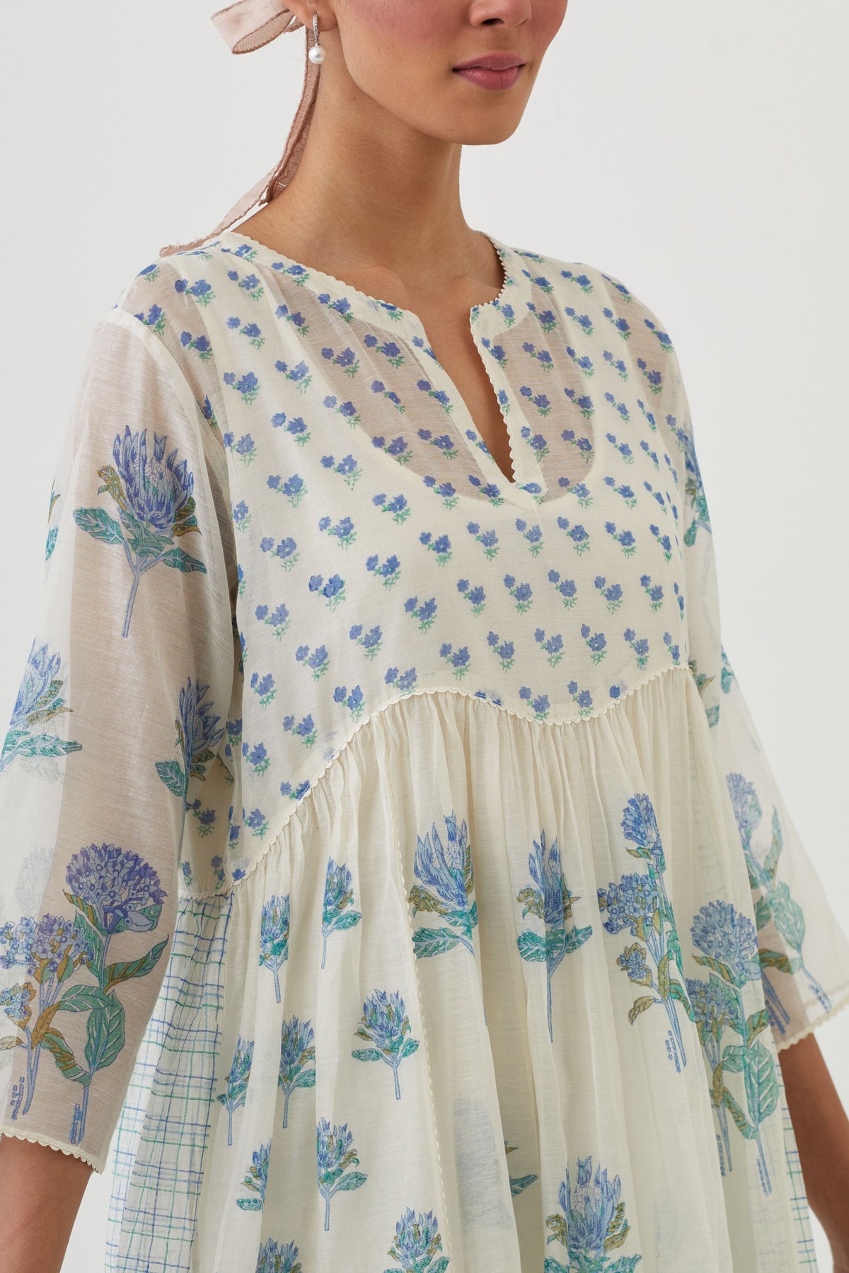 Blue Chanderi Kurta Set