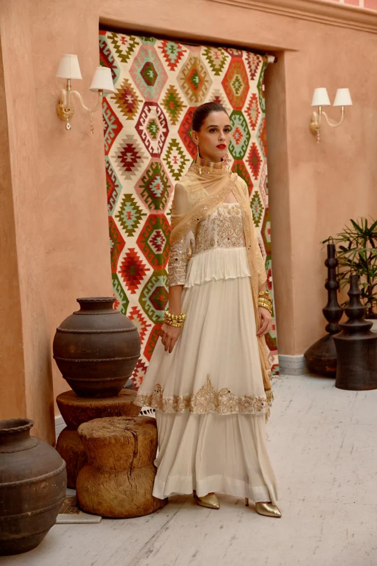 Ivory Tier Anarkali Set