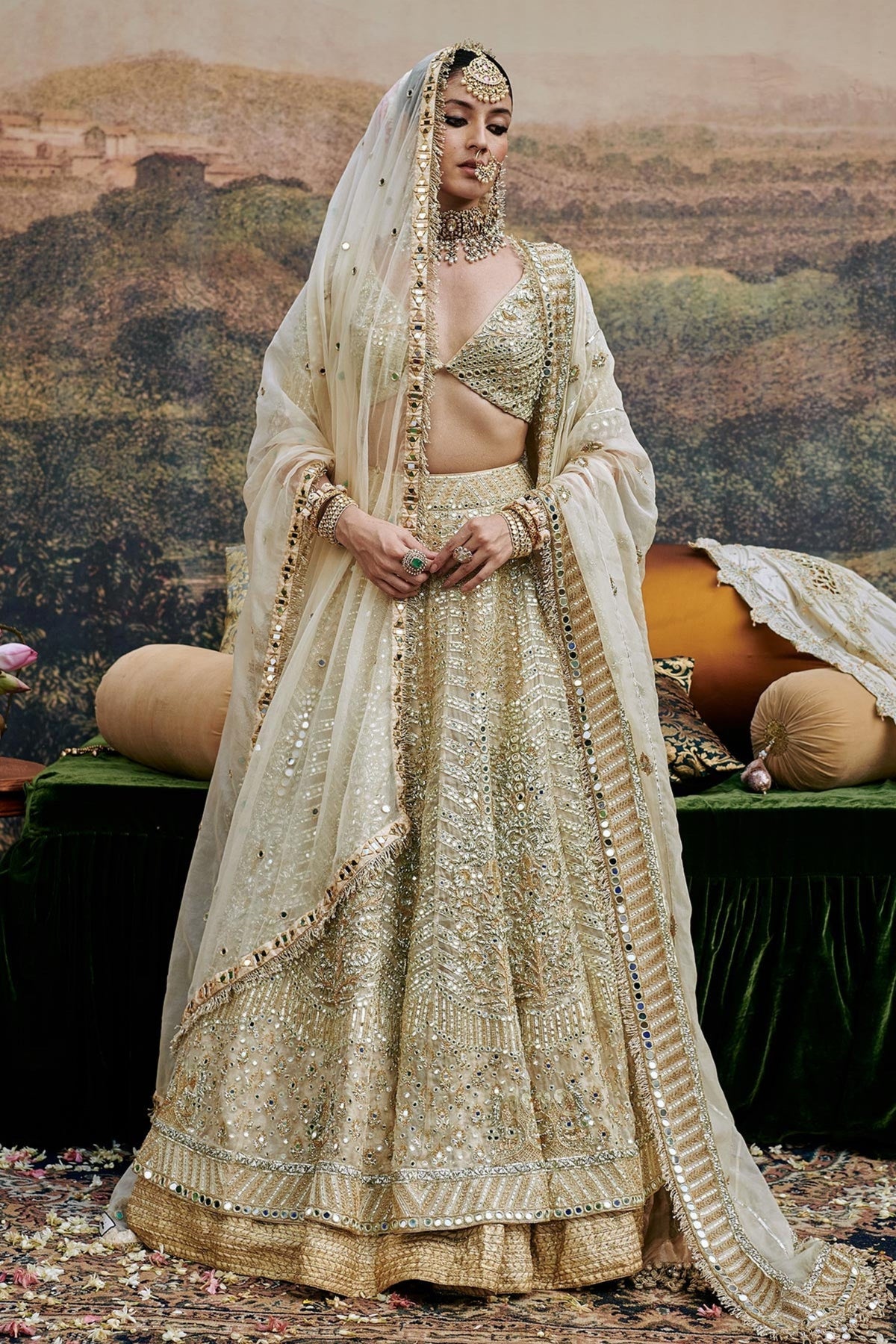 Shvet Afsana Lehenga Set With Veil