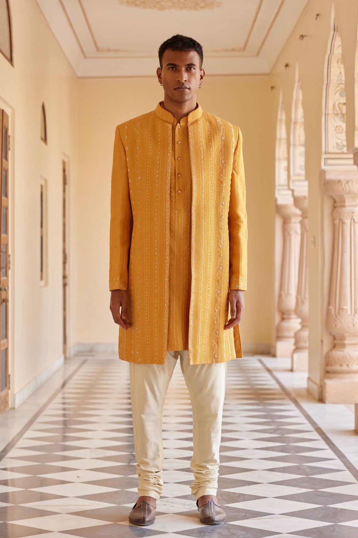 Orange Peel Sherwani Set