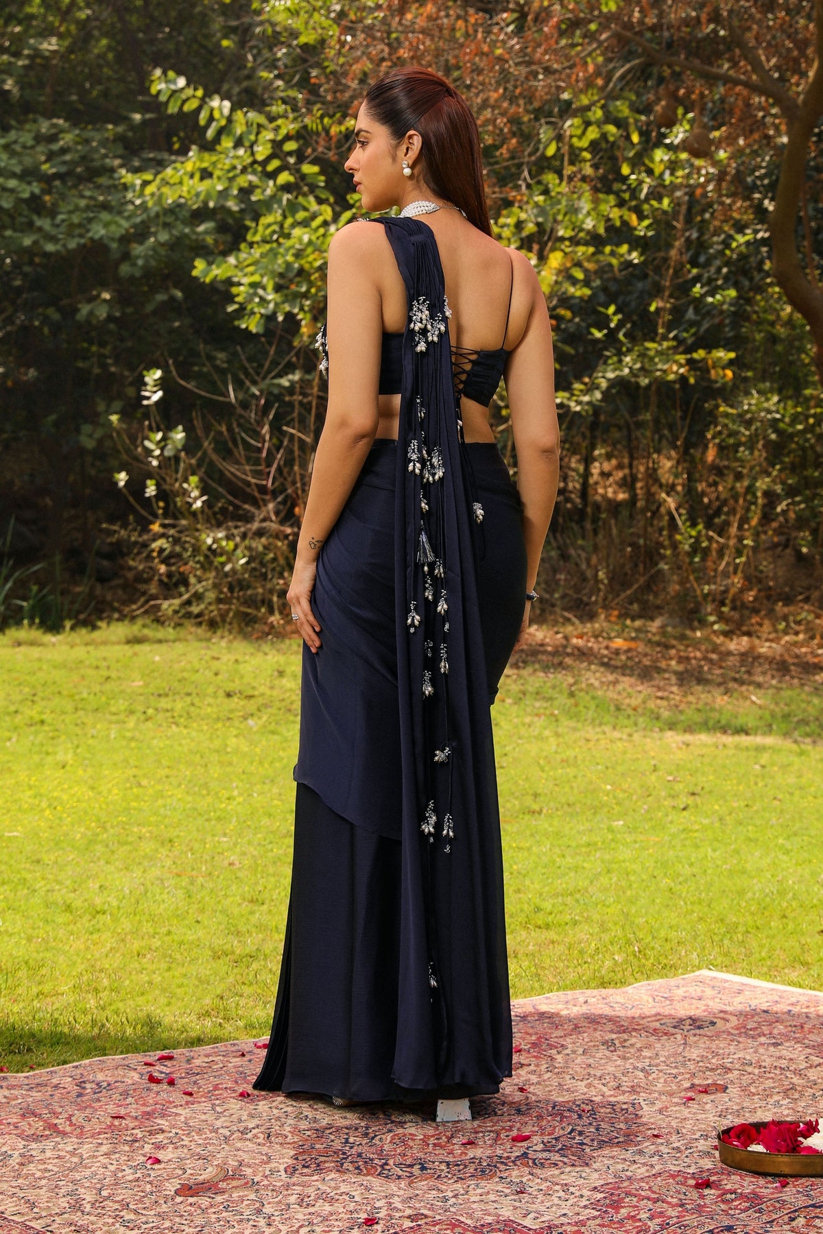 Mishri Navy Blue Drape Saree