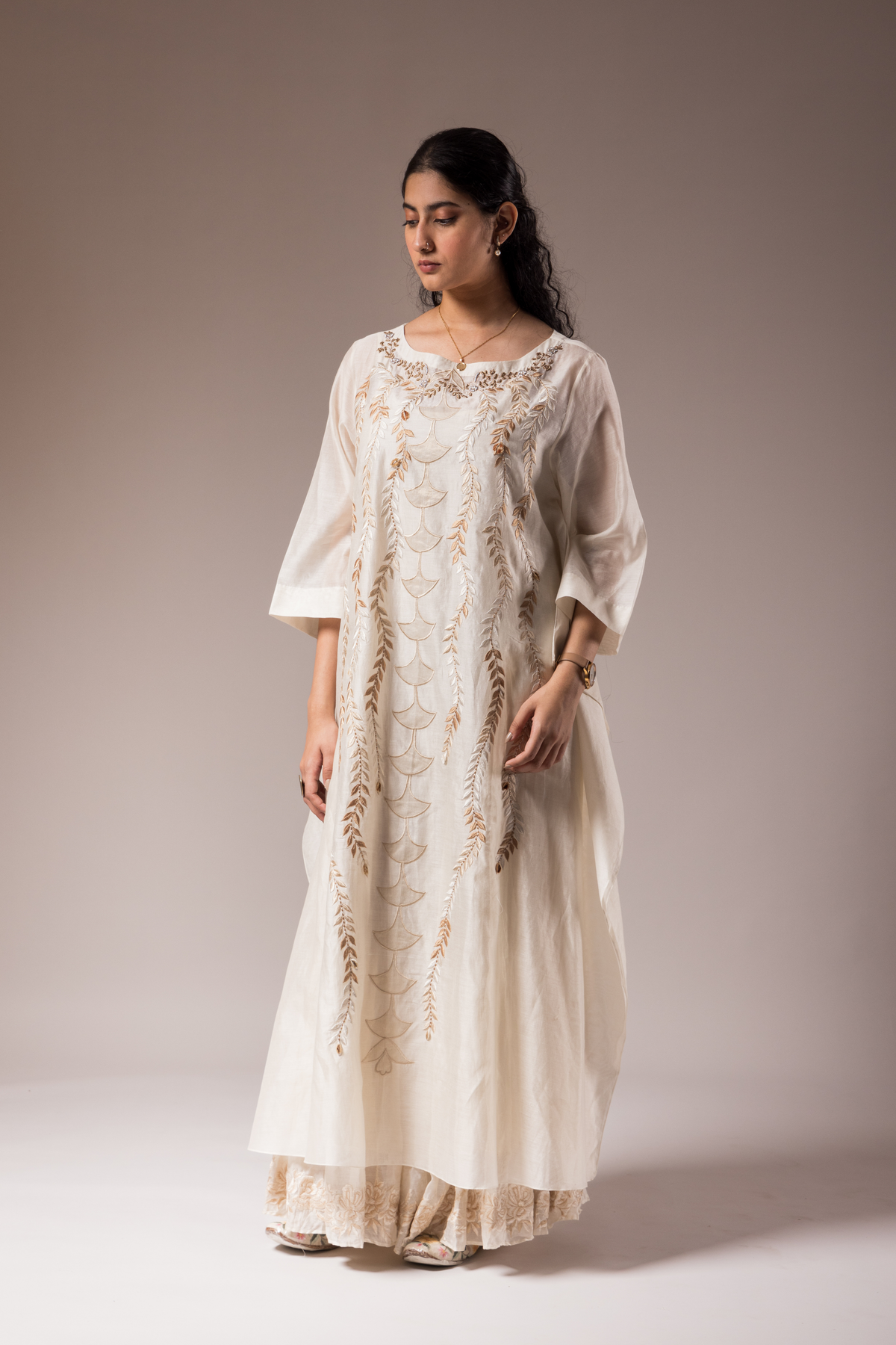 Chanderi Boat Neck Dress