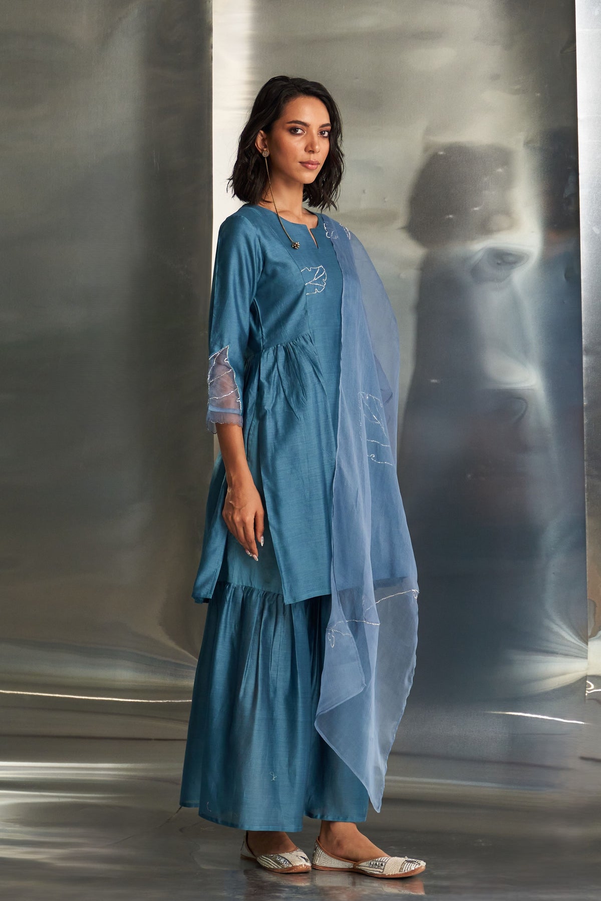 Straight Kurta Set With Sharara