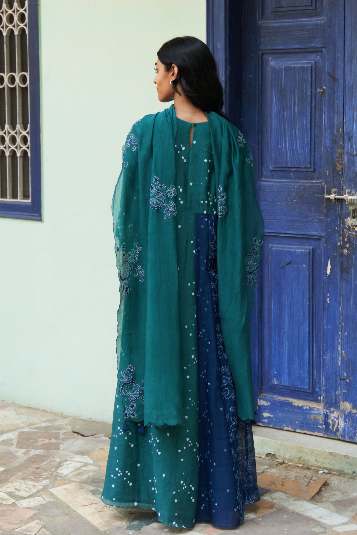 Emerald Printed Anarkali Set