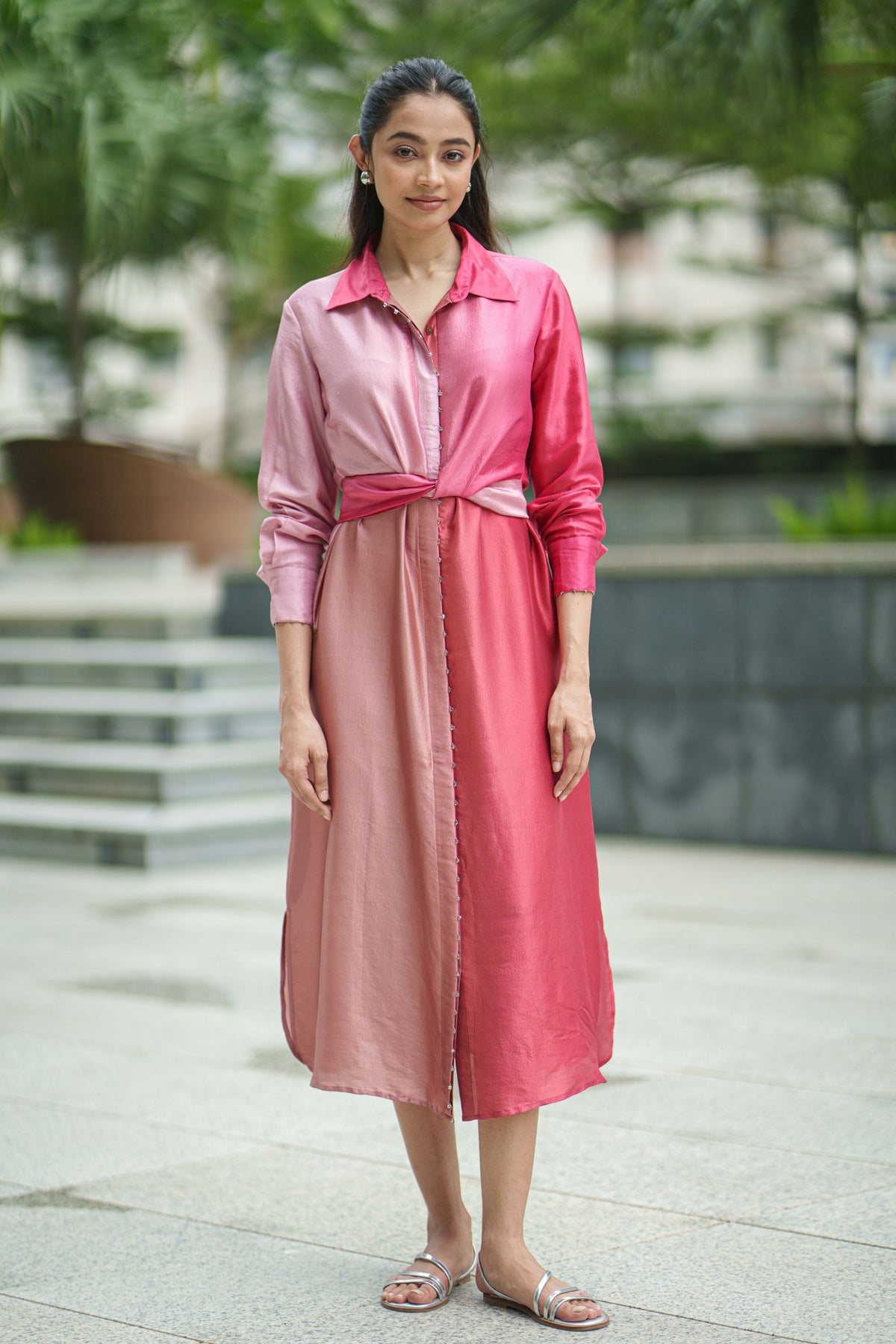 Tie Pink Shaded Dress