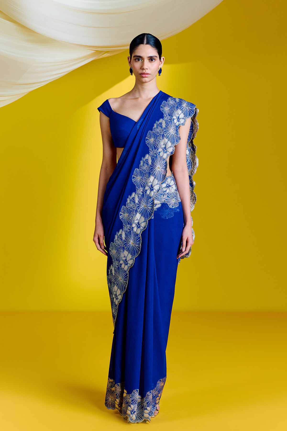 Handwoven Blue Georgette Saree