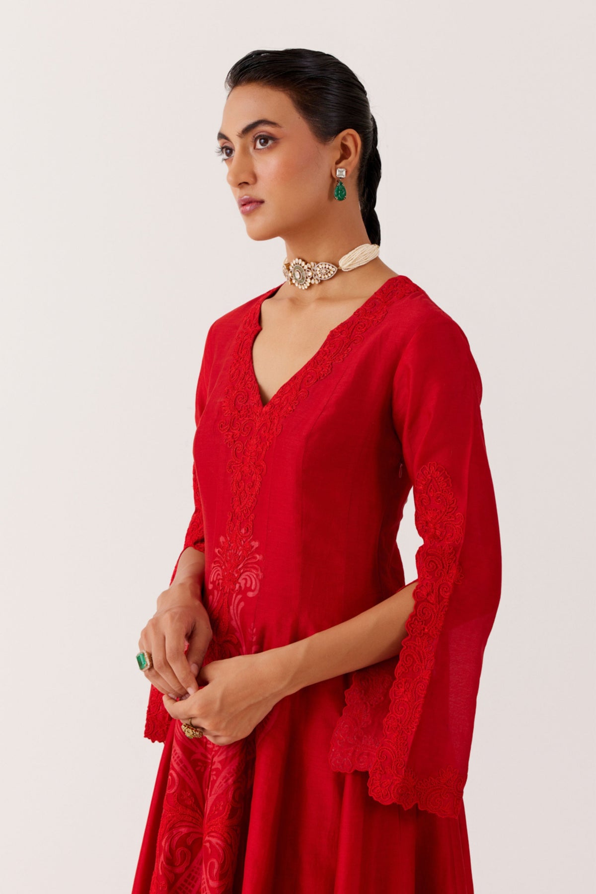 Ruby Red Anarkali Set