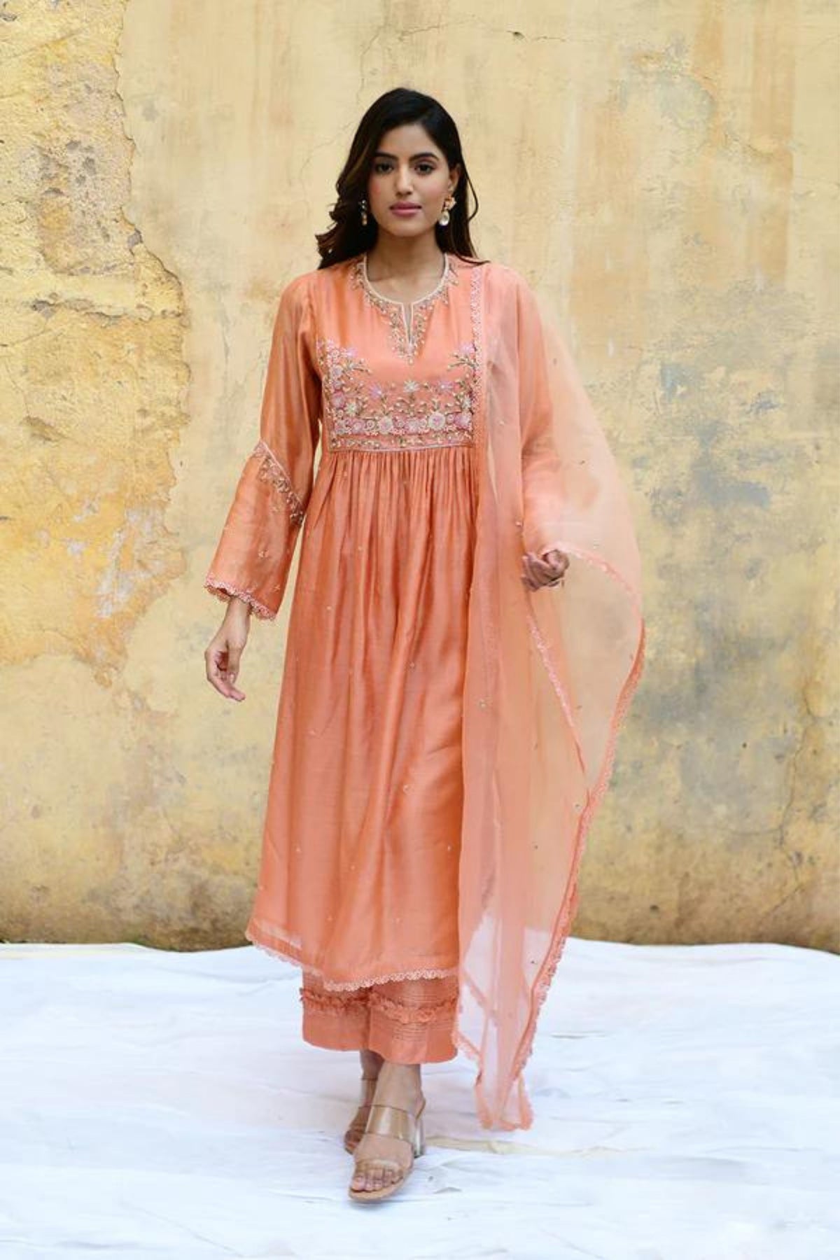 Peach Mystic Knot Kurta Set