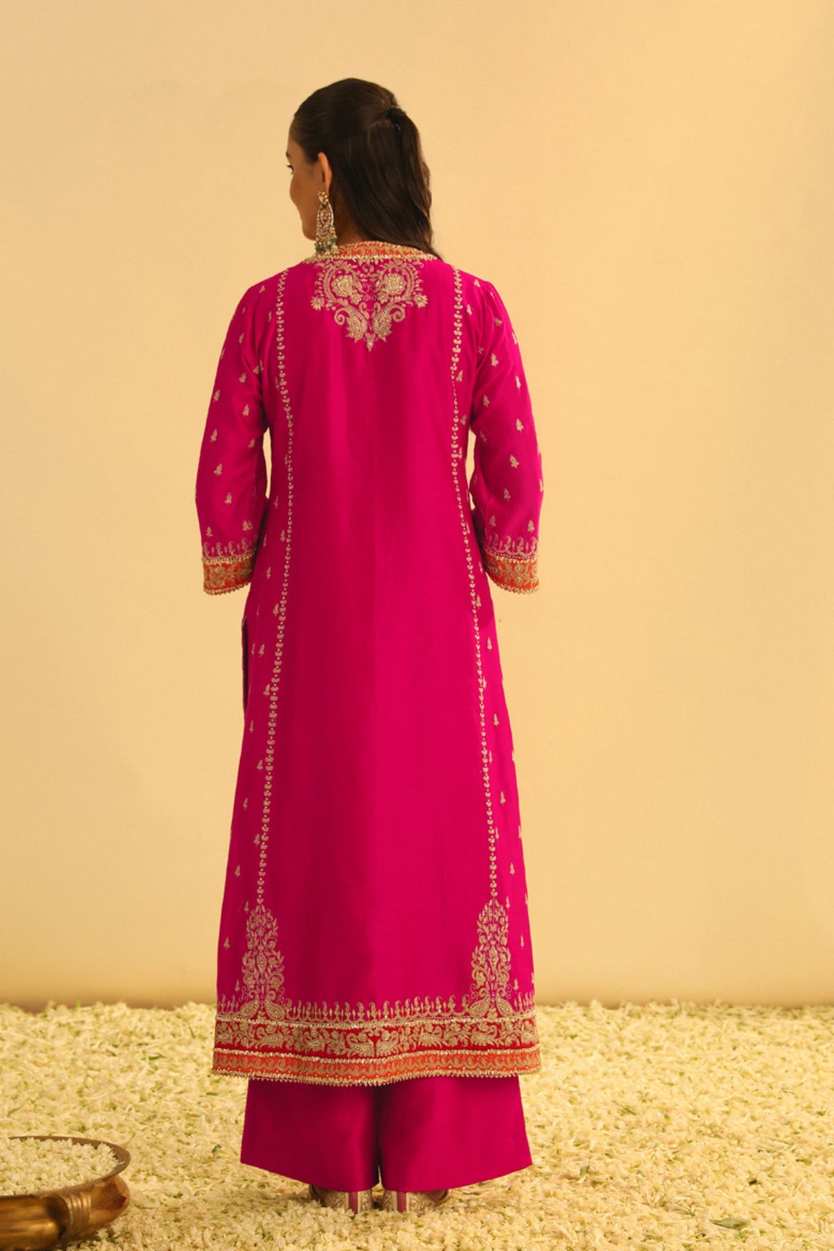 Mayra Hotpink Long Kurta With Palazzo Set