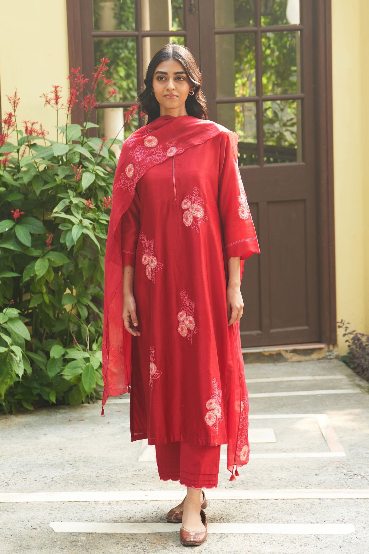 Crimson Embroidered Kurta Set