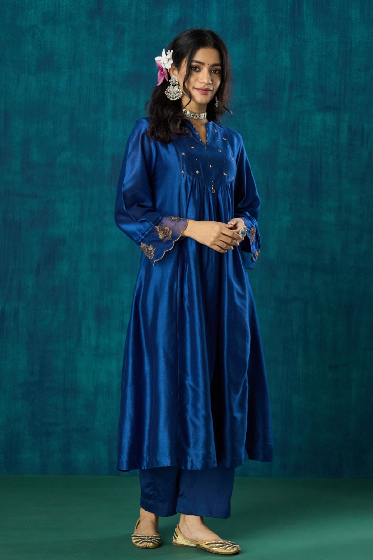 Navy Hand-embroidered Kurta Sets