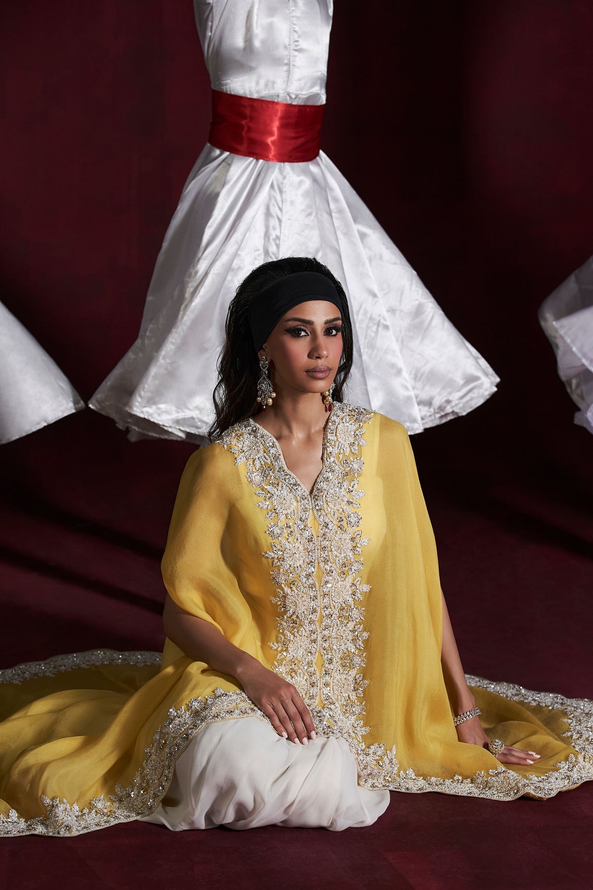 Yellow Ivory Sohar Cape Set