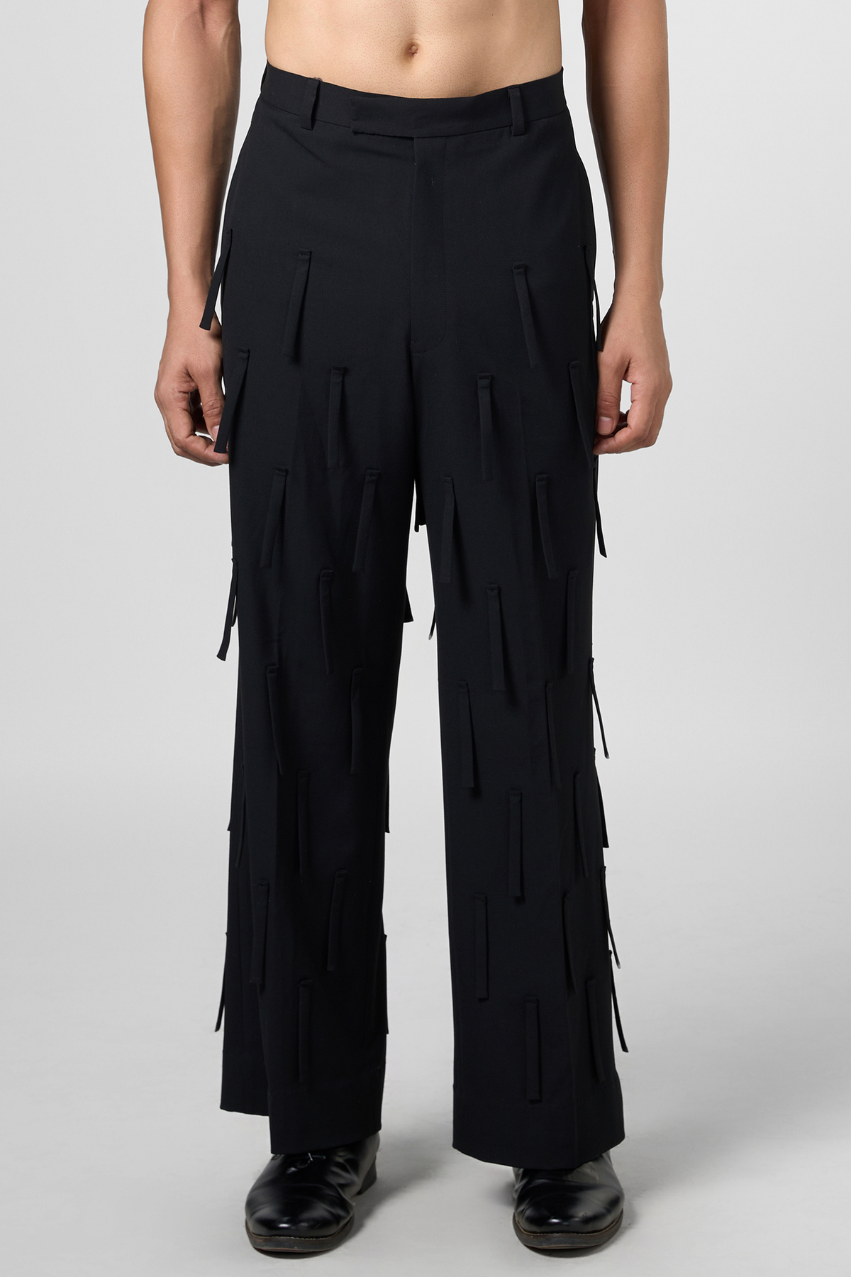 High Waist Fringe Texture Pants