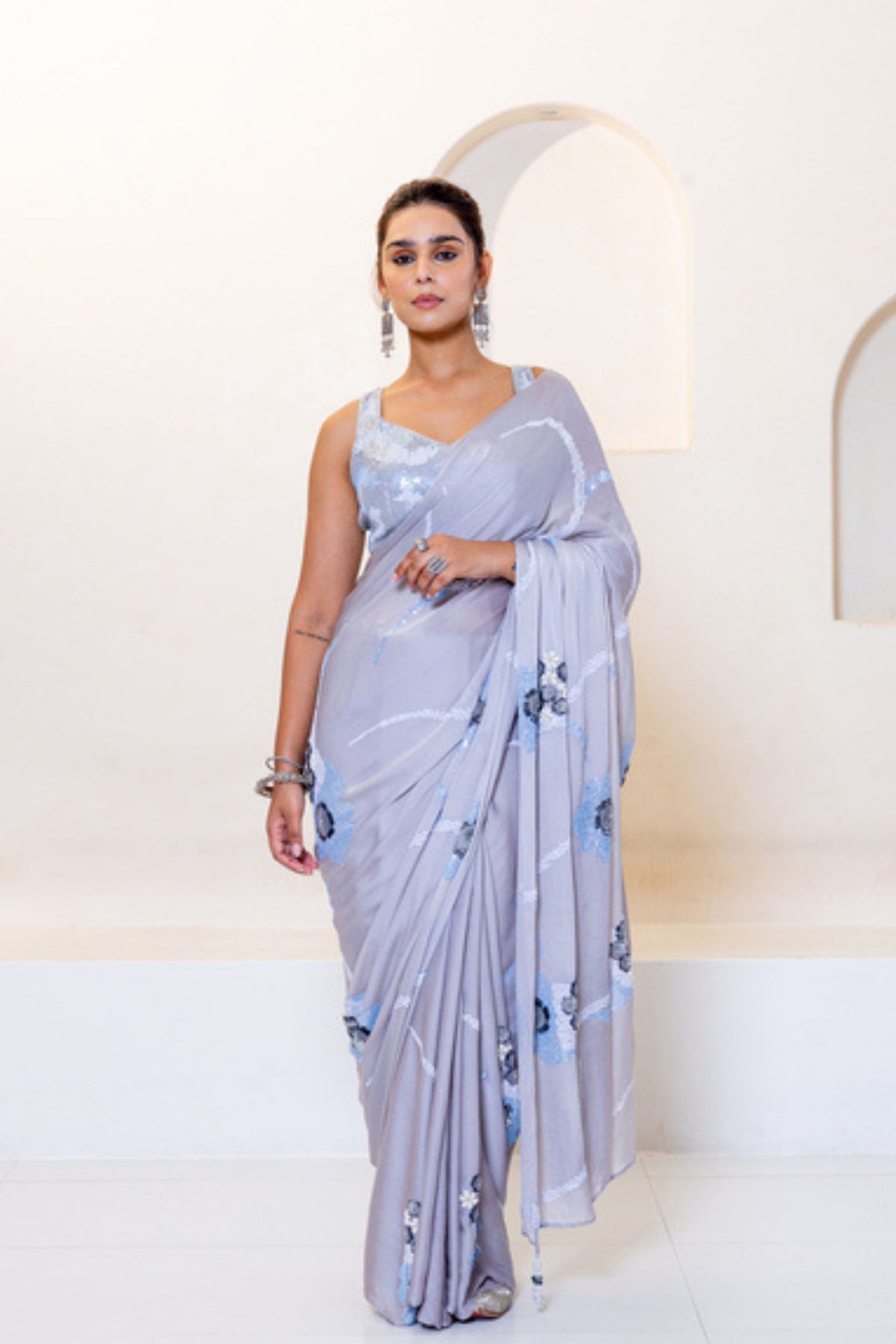 Steel Grey Saree Set