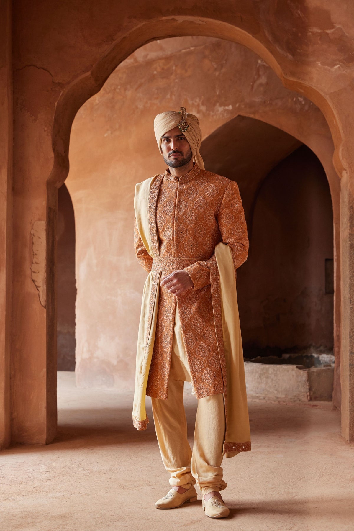 Rust Sherwani Set