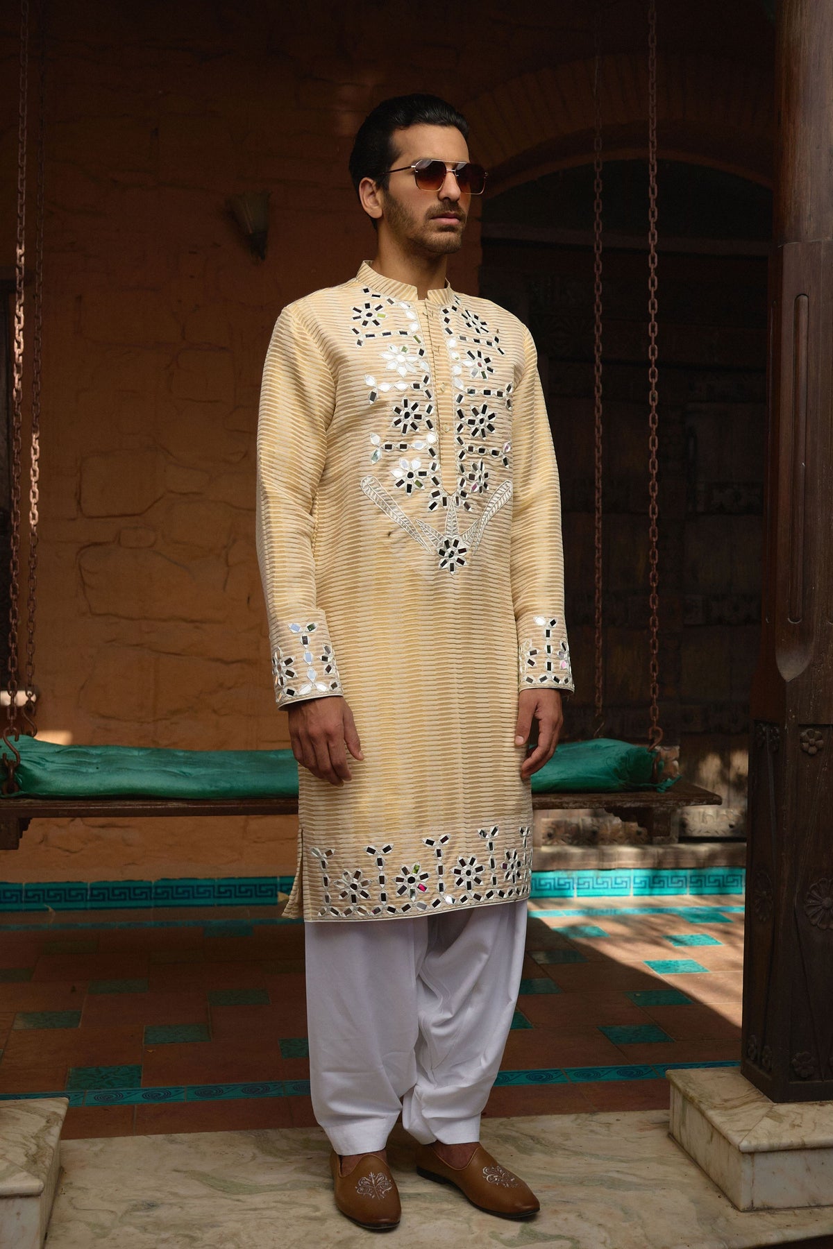 Juna Mahal Gold Kurta Set