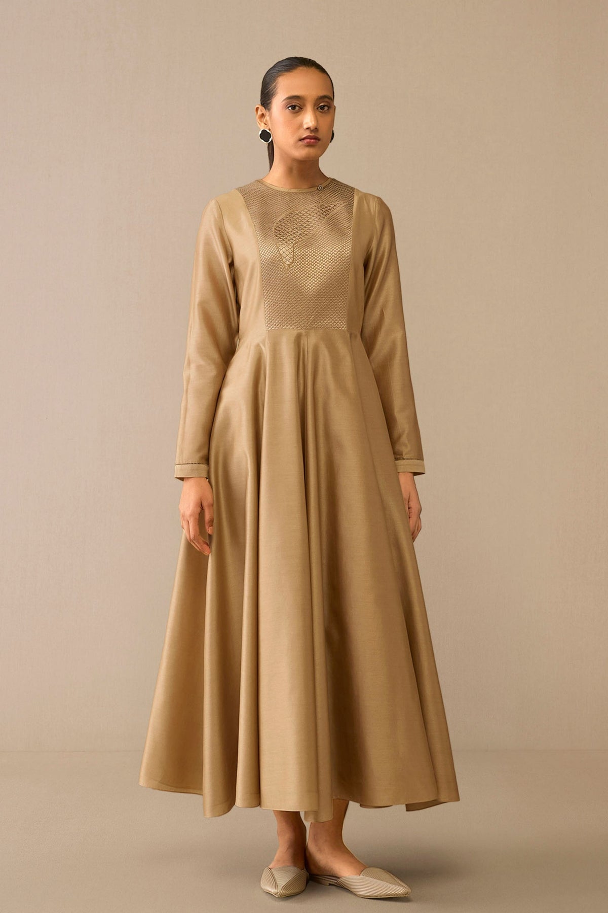 Beige Dilnoor Dress