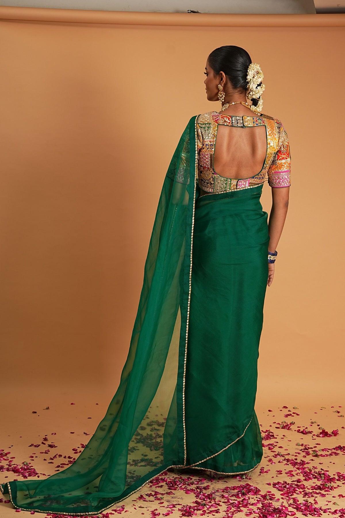 Green Organza Saree Set