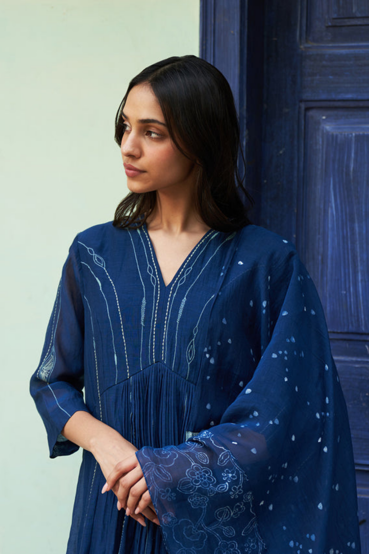 Indigo Anarkali Set