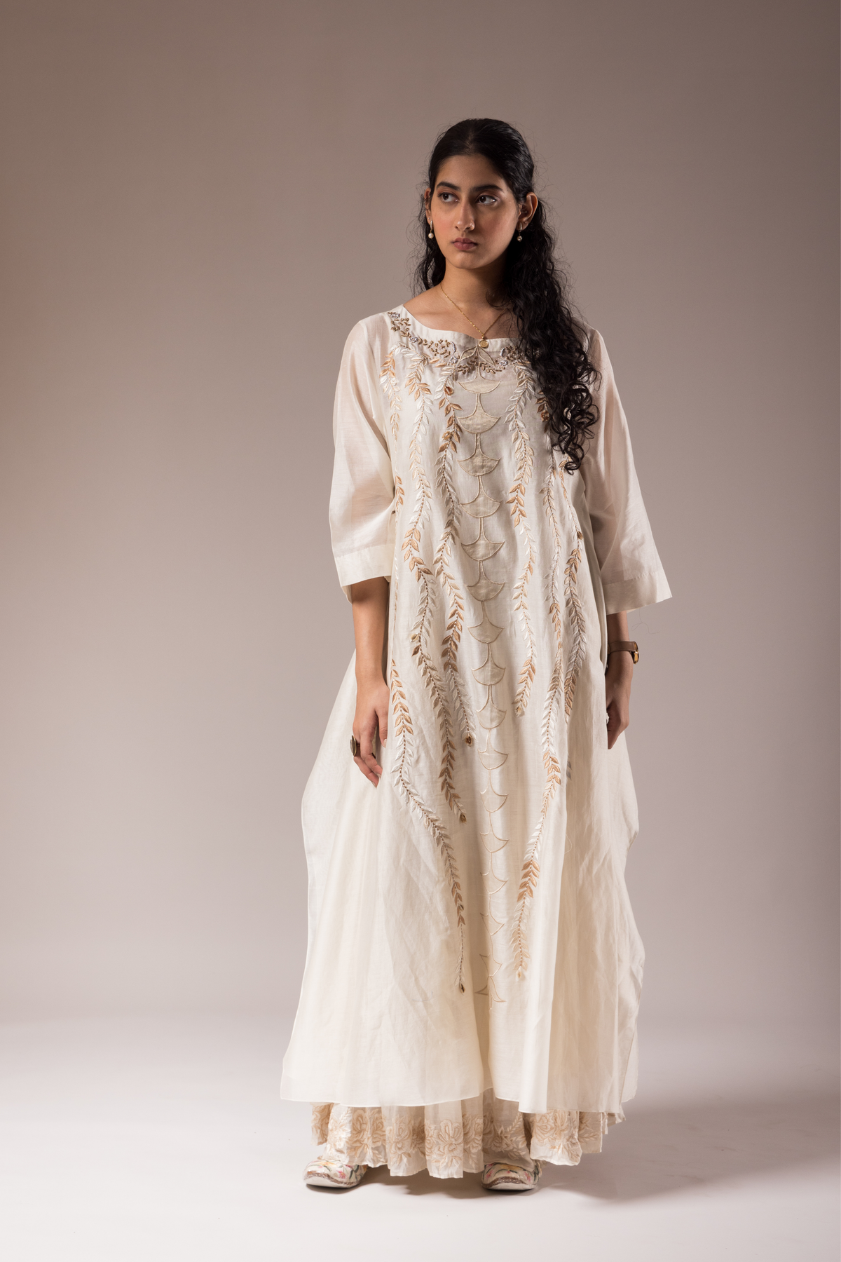 Chanderi Boat Neck Dress