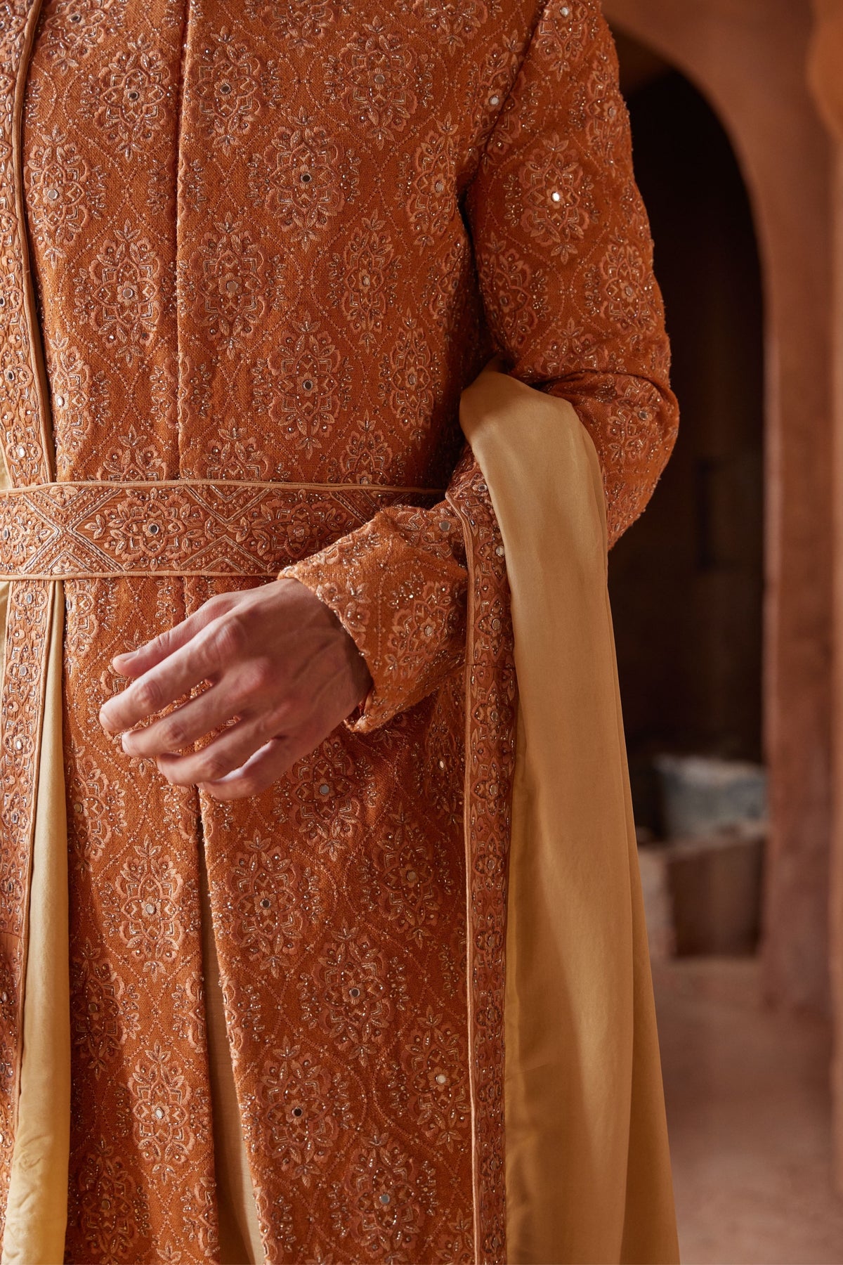 Rust Sherwani Set