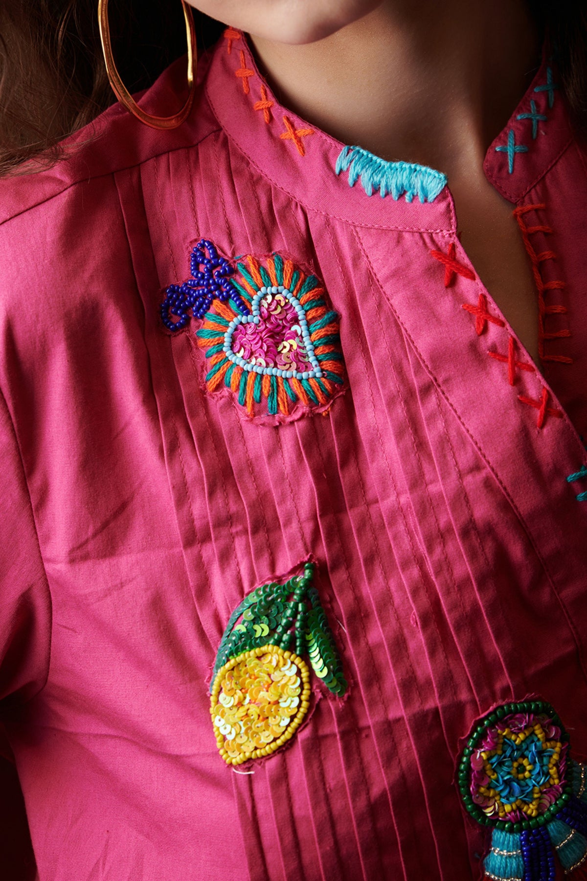 Fuschia Pink Shirt Mini Dress