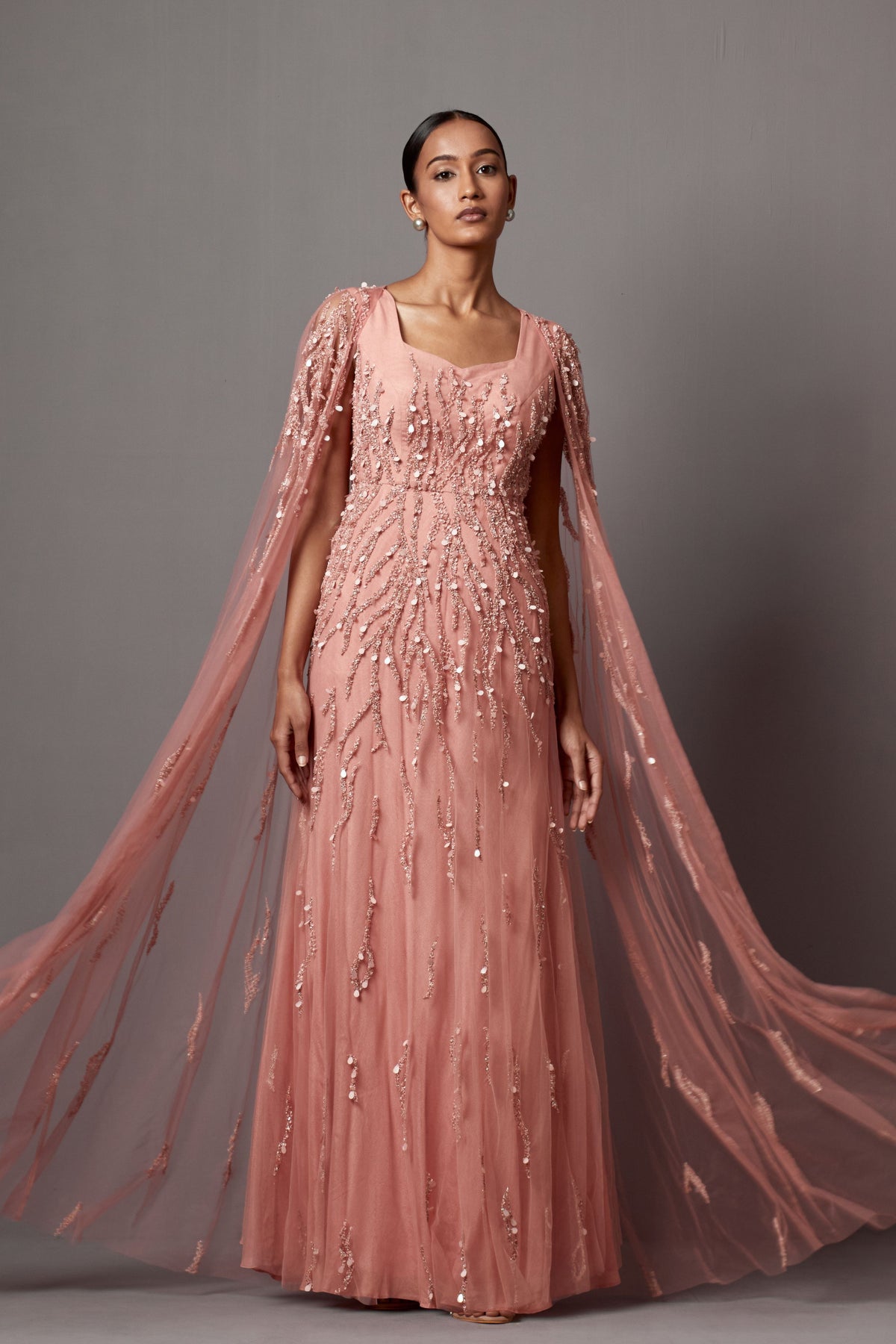 Dust Rose Cape Gown