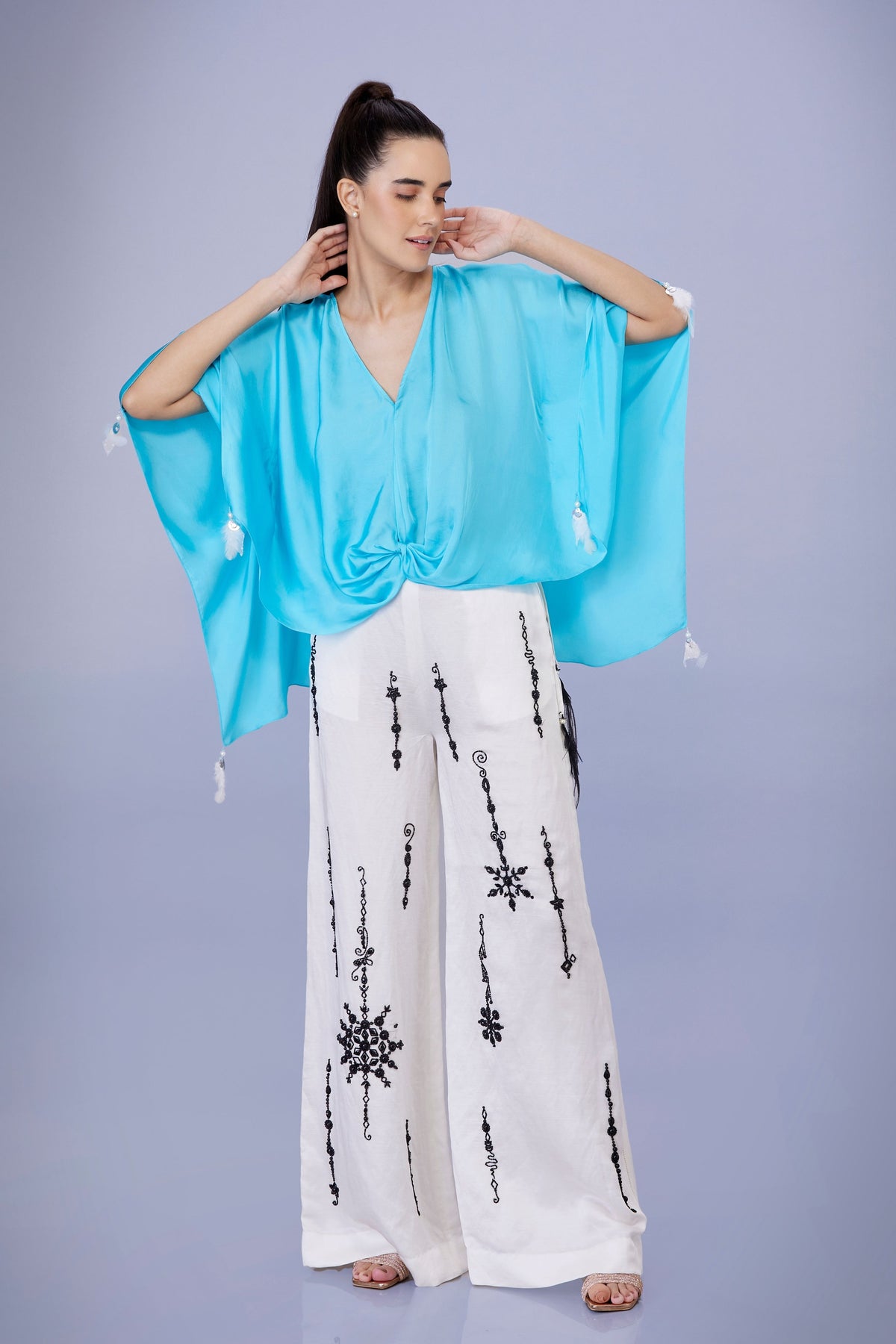 Pop Blue Draped Kaftan