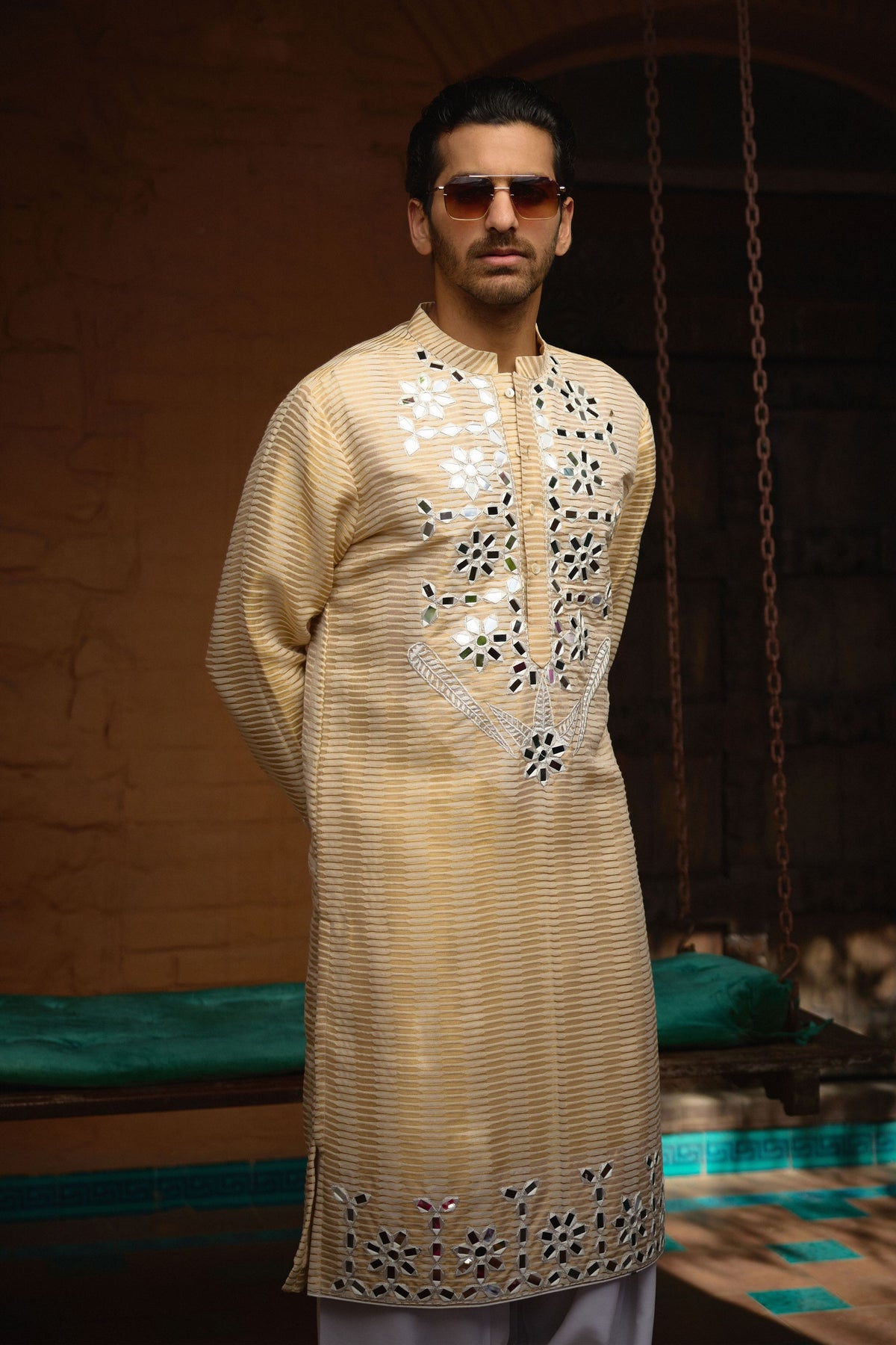 Juna Mahal Gold Kurta Set