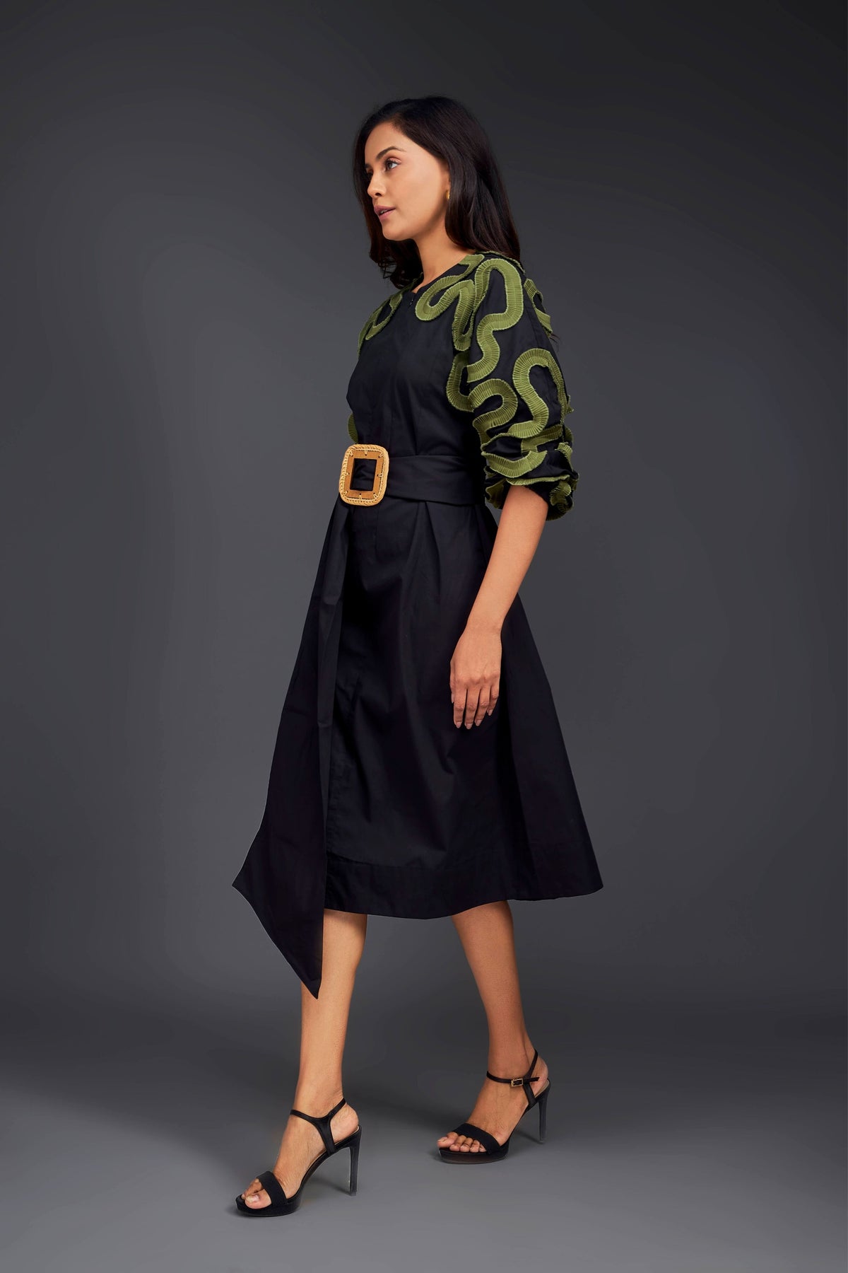 Black &amp; Green Frill Dress