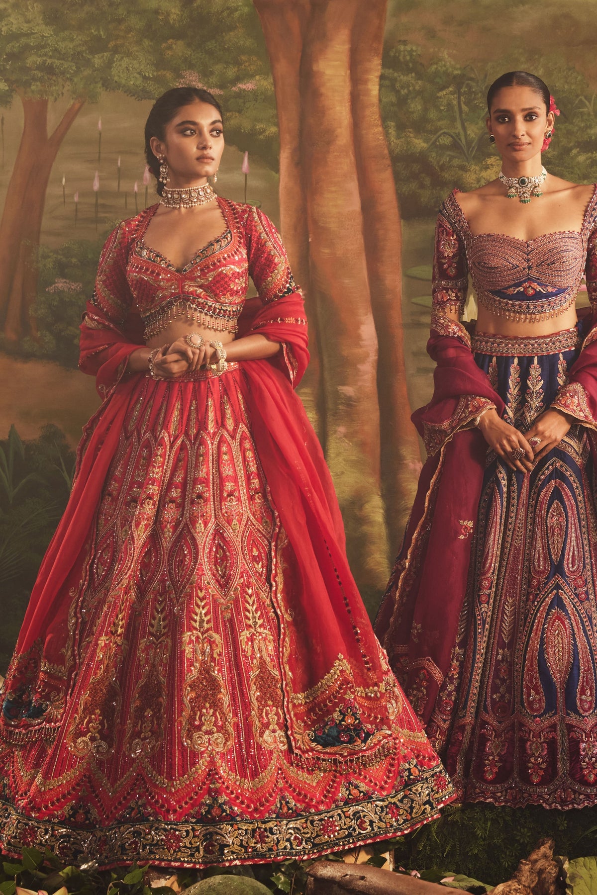 Cherry Red Raw Silk Lehenga Set