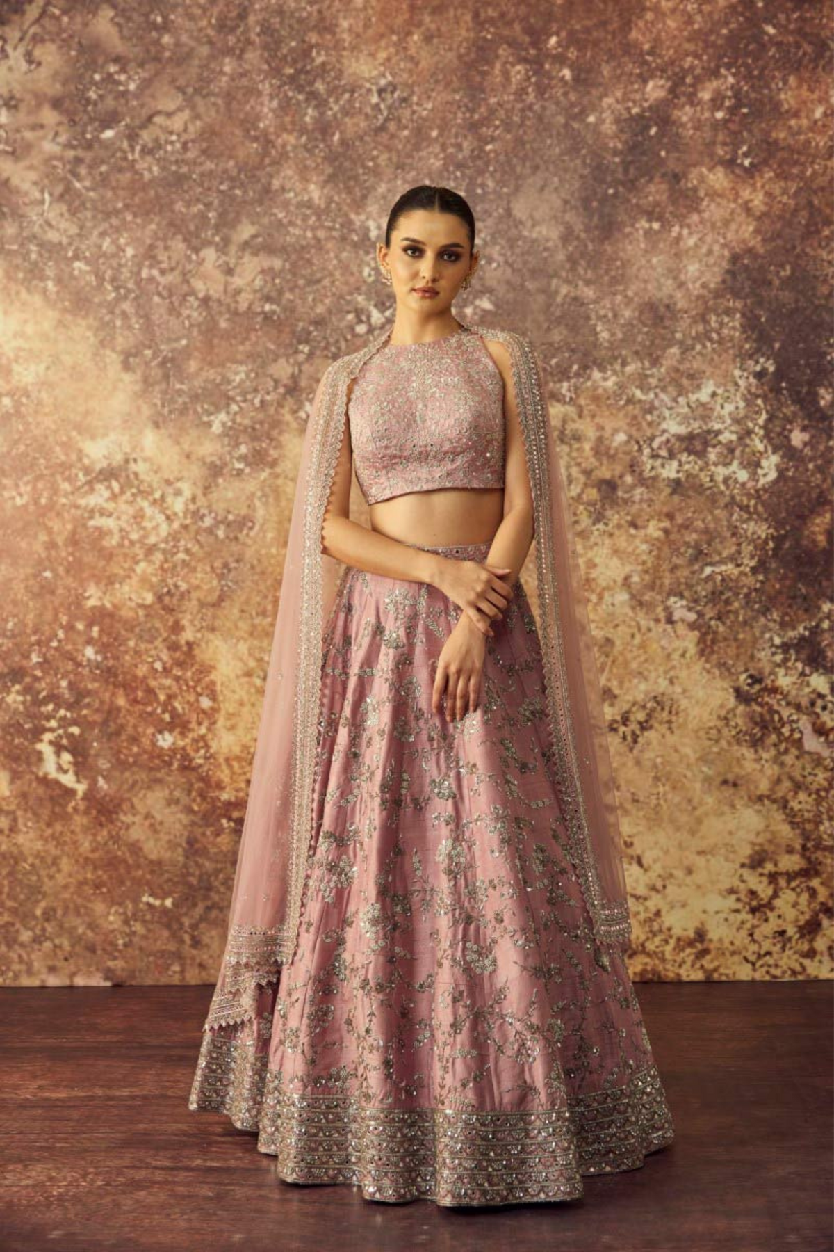 Onion Pink Jaal Lehenga Set