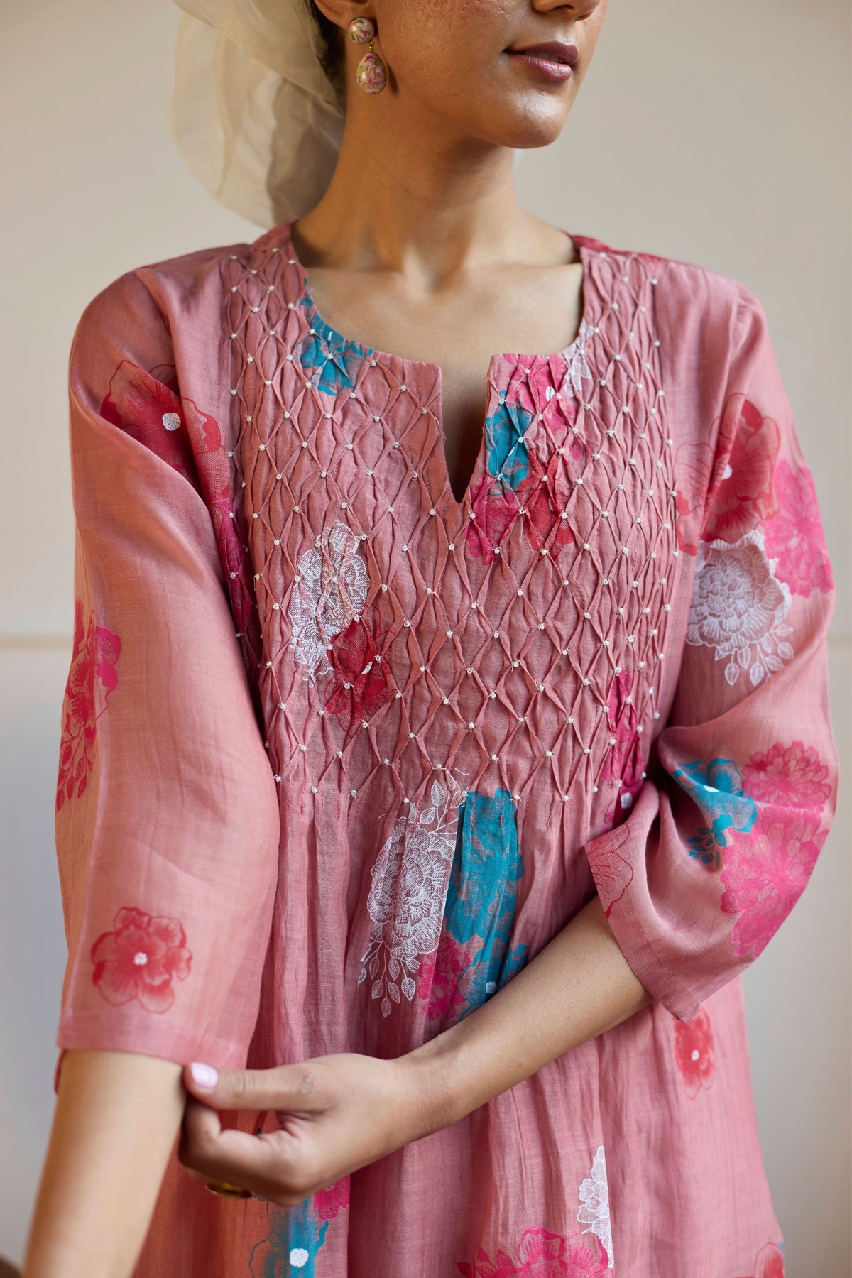 Rose Smocking Kurta Set