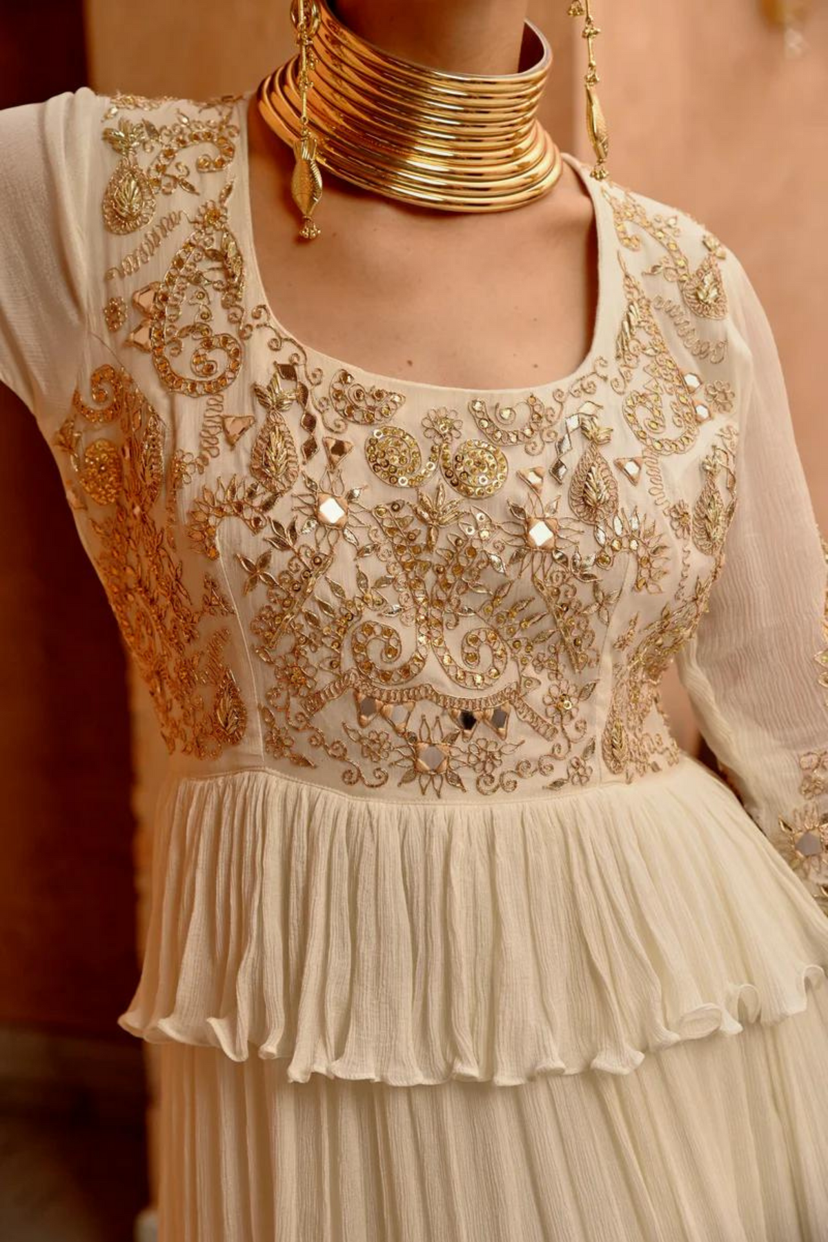 Ivory Tier Anarkali Set