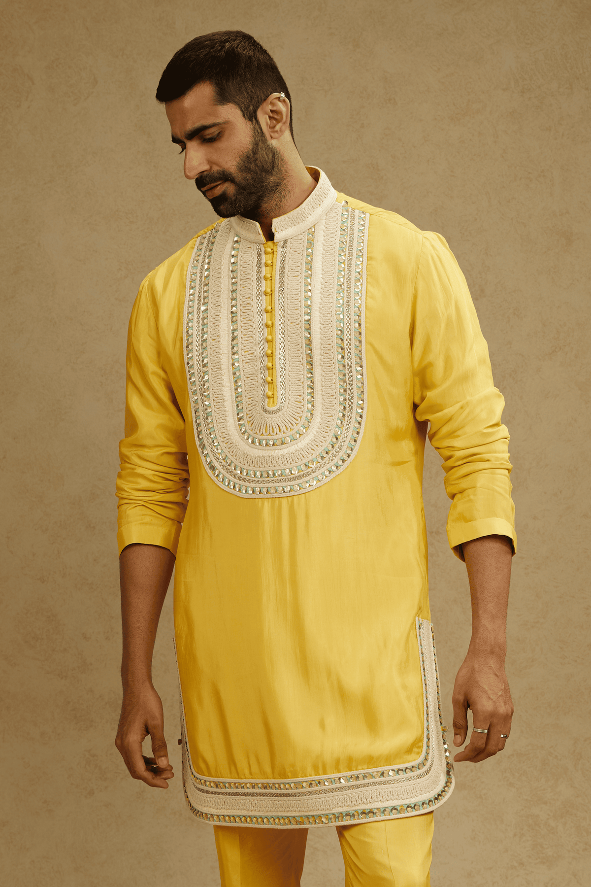 Yellow Embroidered Kurta With Pants