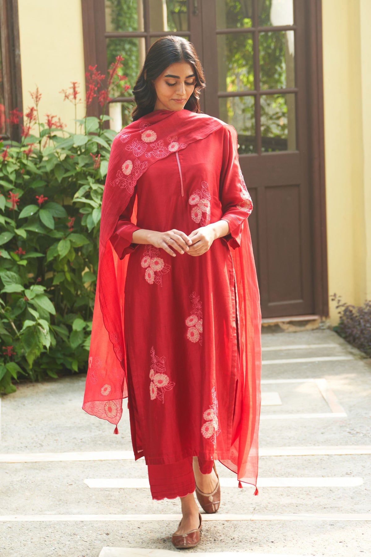 Crimson Embroidered Kurta Set