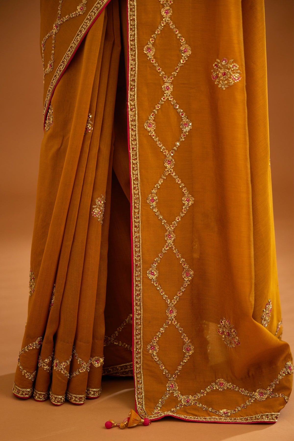 Mustard yellow Saree set