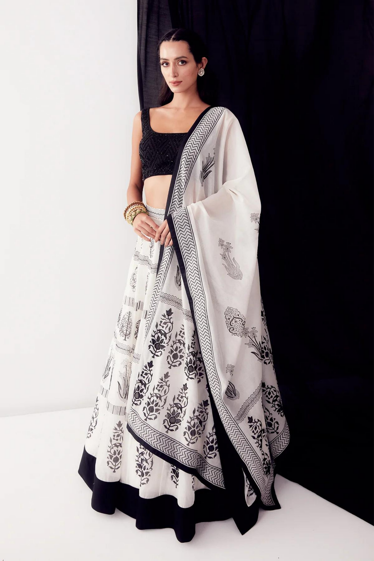 Black &amp; white lehenga