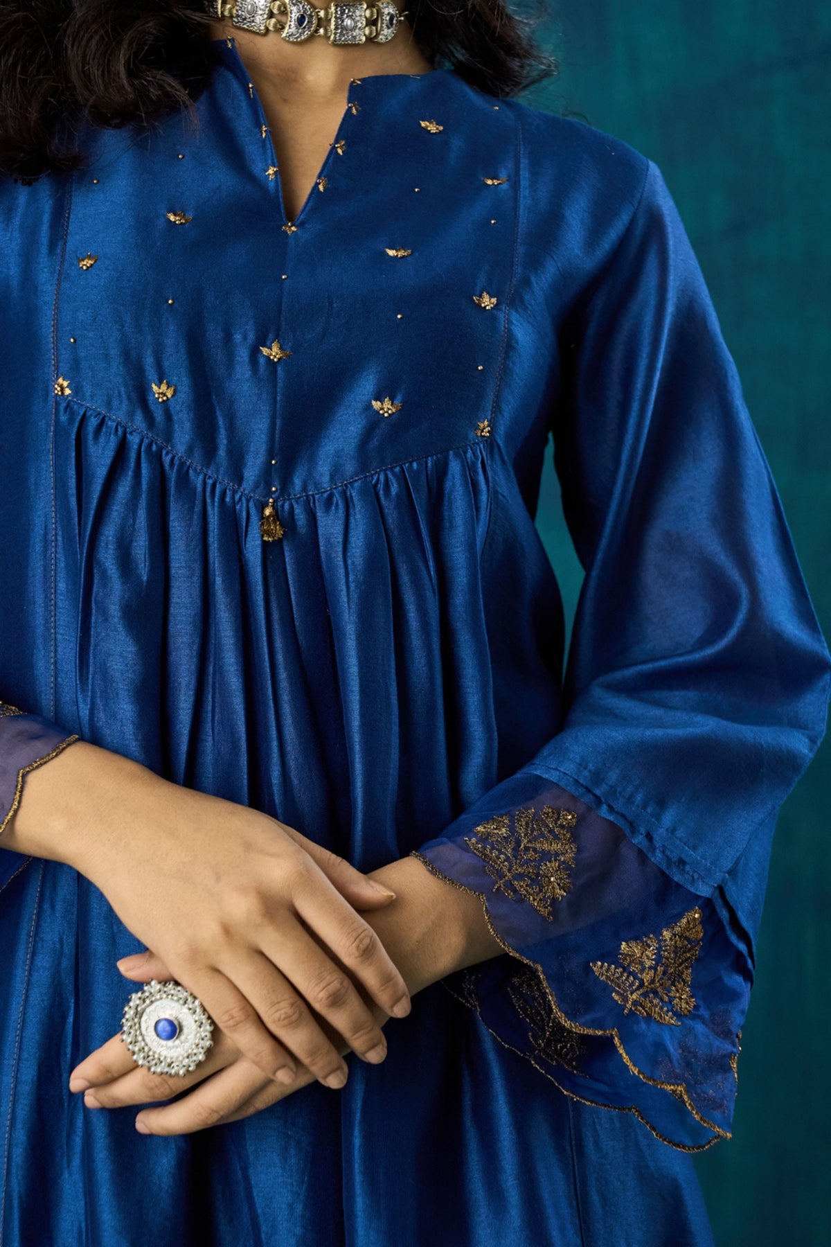 Navy Hand-embroidered Kurta Sets